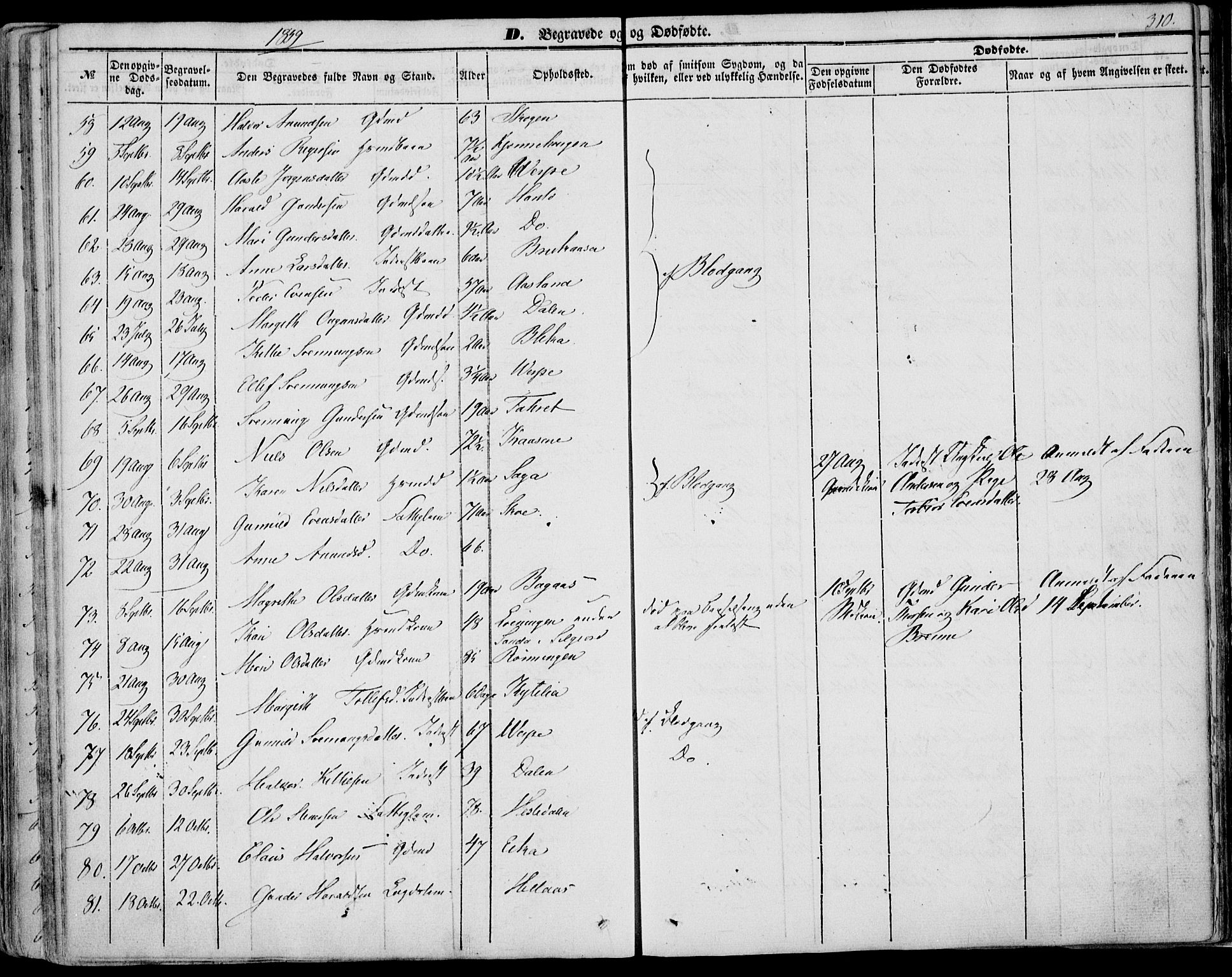 Bø kirkebøker, AV/SAKO-A-257/F/Fa/L0008: Parish register (official) no. 8, 1849-1861, p. 310