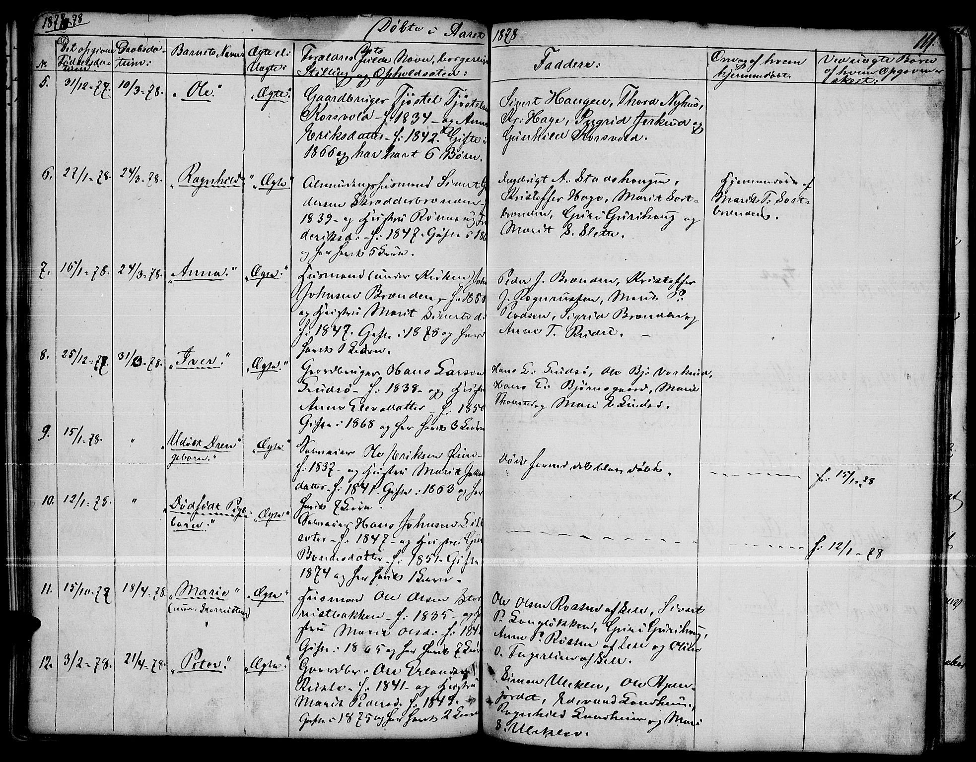 Dovre prestekontor, SAH/PREST-066/H/Ha/Hab/L0001: Parish register (copy) no. 1, 1862-1880, p. 111