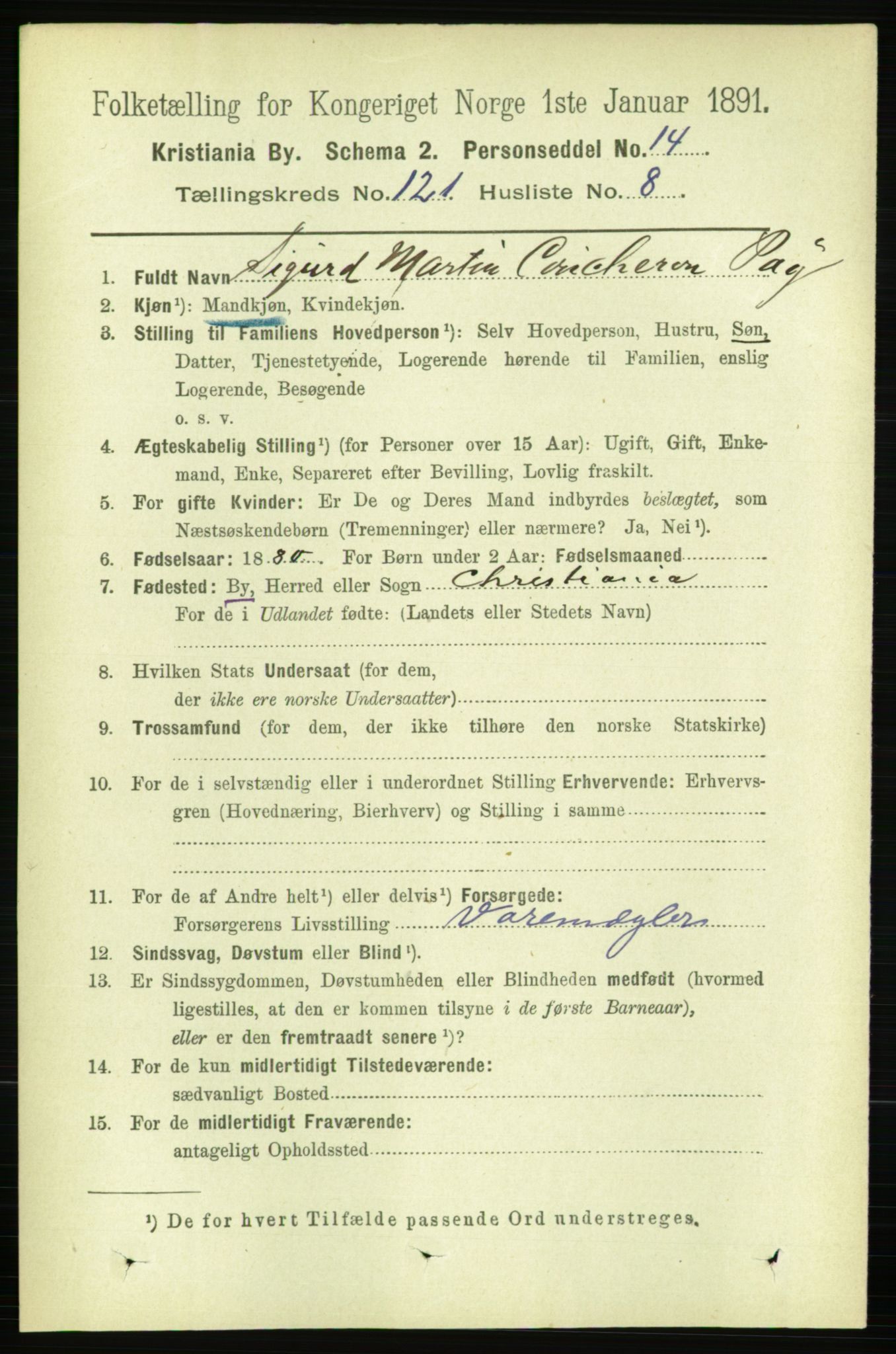 RA, 1891 census for 0301 Kristiania, 1891, p. 64517