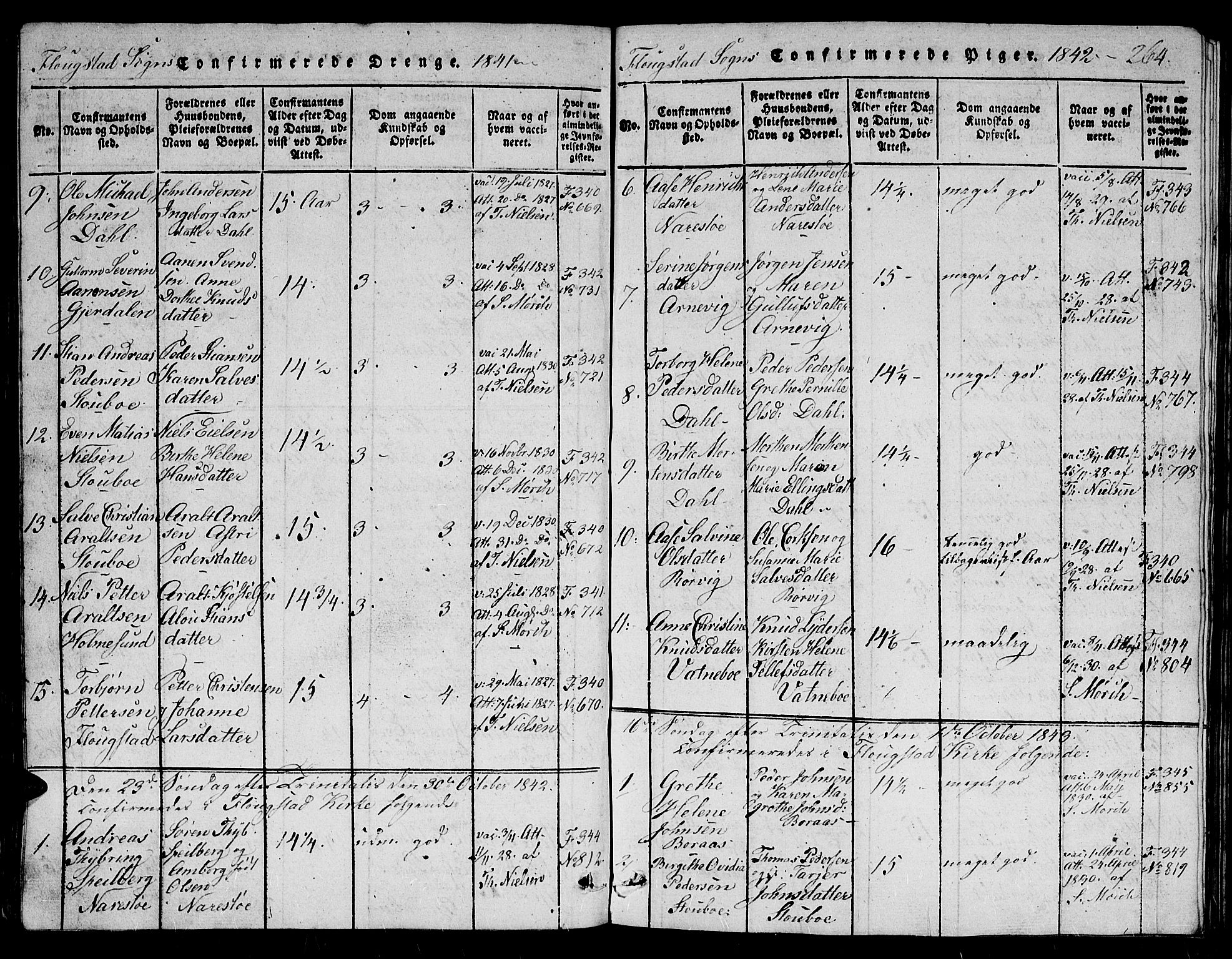 Dypvåg sokneprestkontor, AV/SAK-1111-0007/F/Fb/Fbb/L0001: Parish register (copy) no. B 1, 1816-1850, p. 264