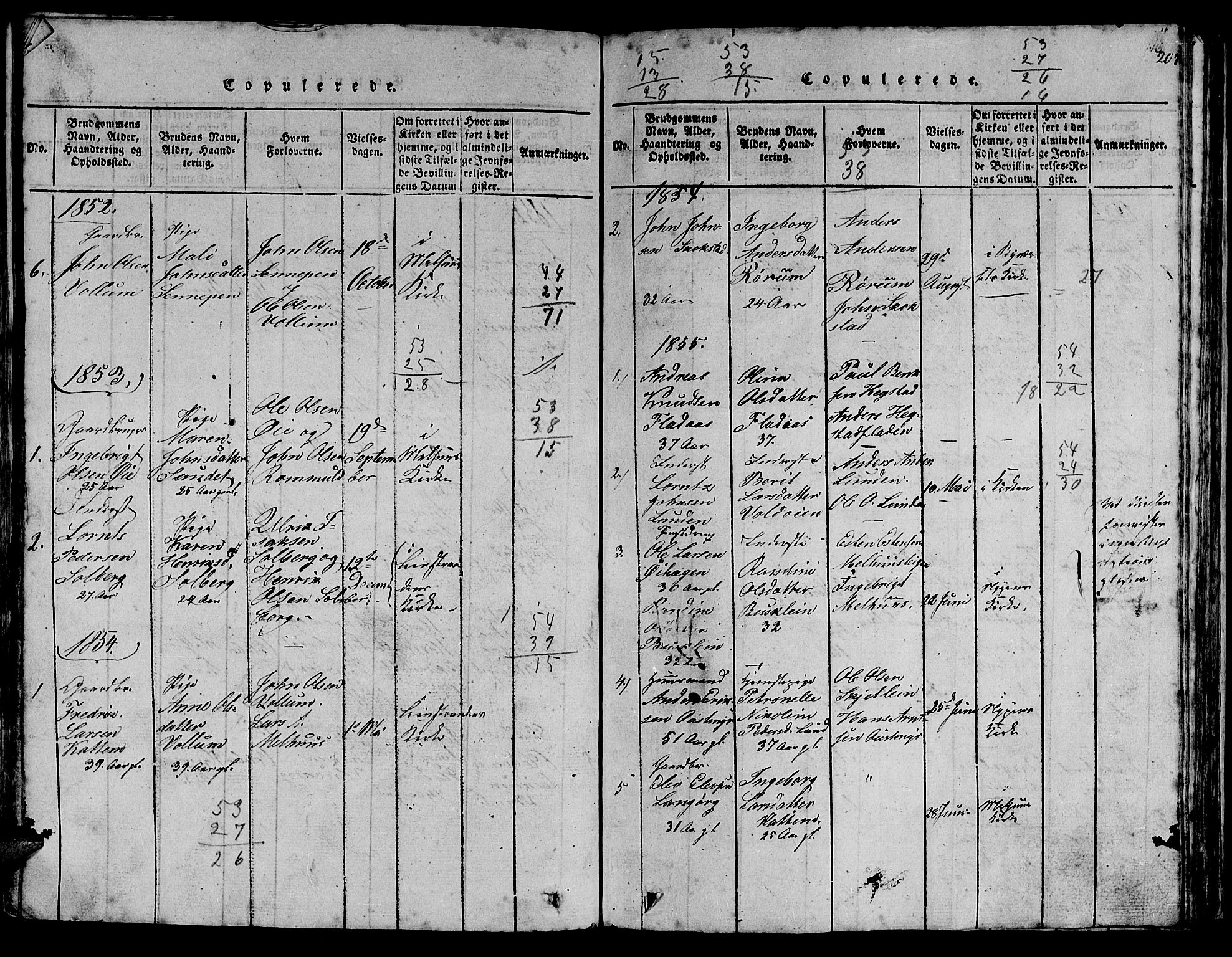 Ministerialprotokoller, klokkerbøker og fødselsregistre - Sør-Trøndelag, SAT/A-1456/613/L0393: Parish register (copy) no. 613C01, 1816-1886, p. 207