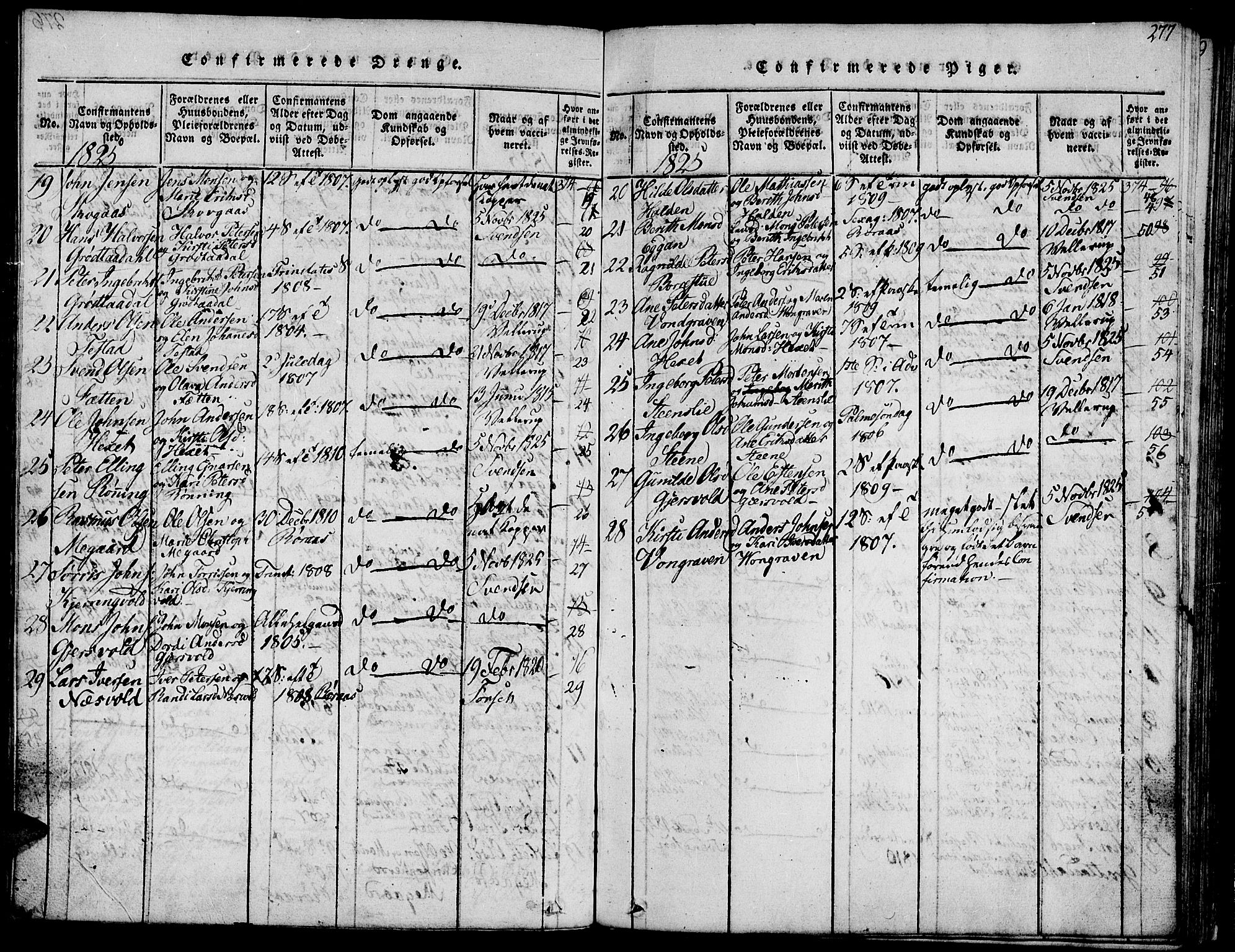 Ministerialprotokoller, klokkerbøker og fødselsregistre - Sør-Trøndelag, SAT/A-1456/685/L0956: Parish register (official) no. 685A03 /3, 1817-1829, p. 277