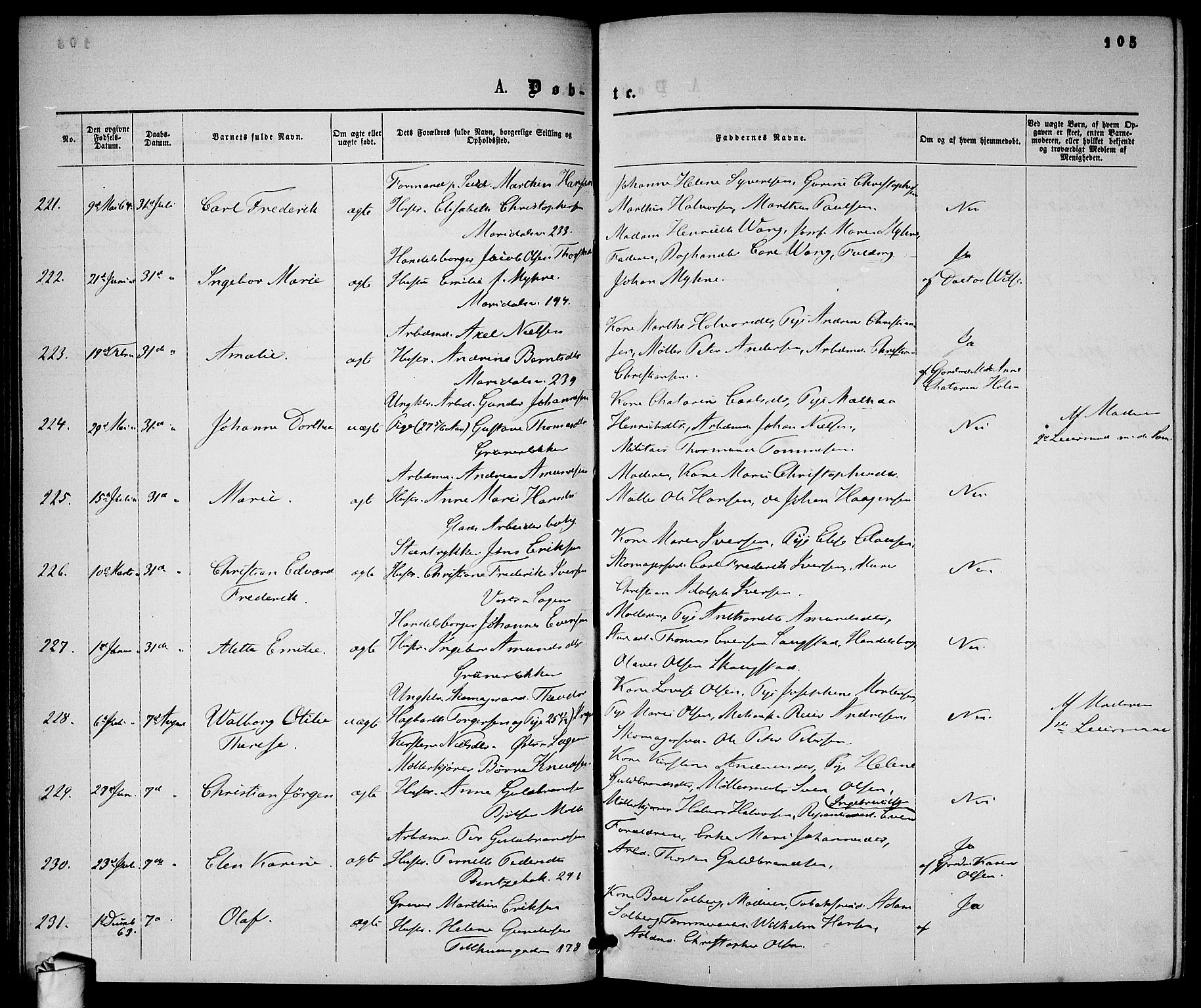 Gamle Aker prestekontor Kirkebøker, AV/SAO-A-10617a/G/L0001: Parish register (copy) no. 1, 1861-1868, p. 105