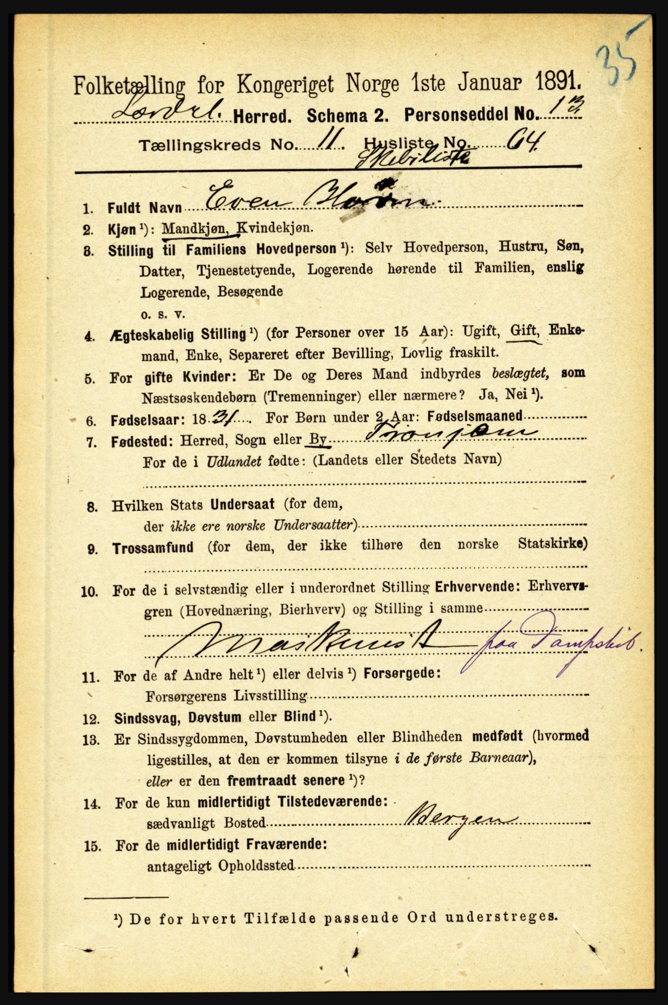 RA, 1891 census for 1422 Lærdal, 1891, p. 2505