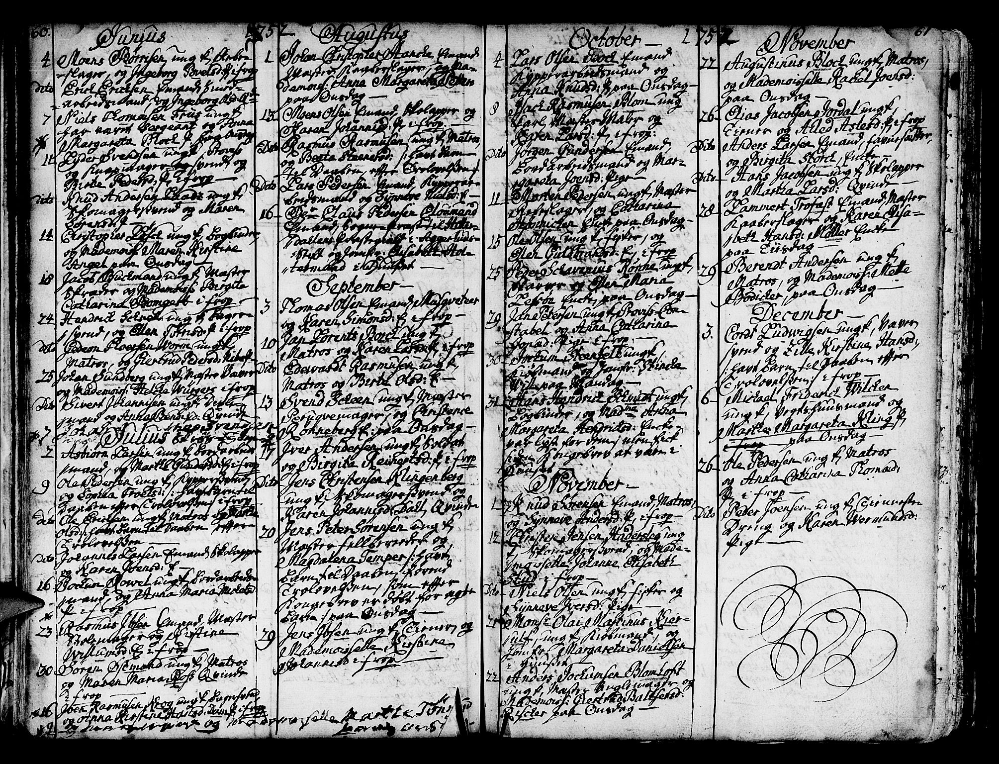 Domkirken sokneprestembete, SAB/A-74801/H/Haa/L0007: Parish register (official) no. A 7, 1725-1826, p. 60-61