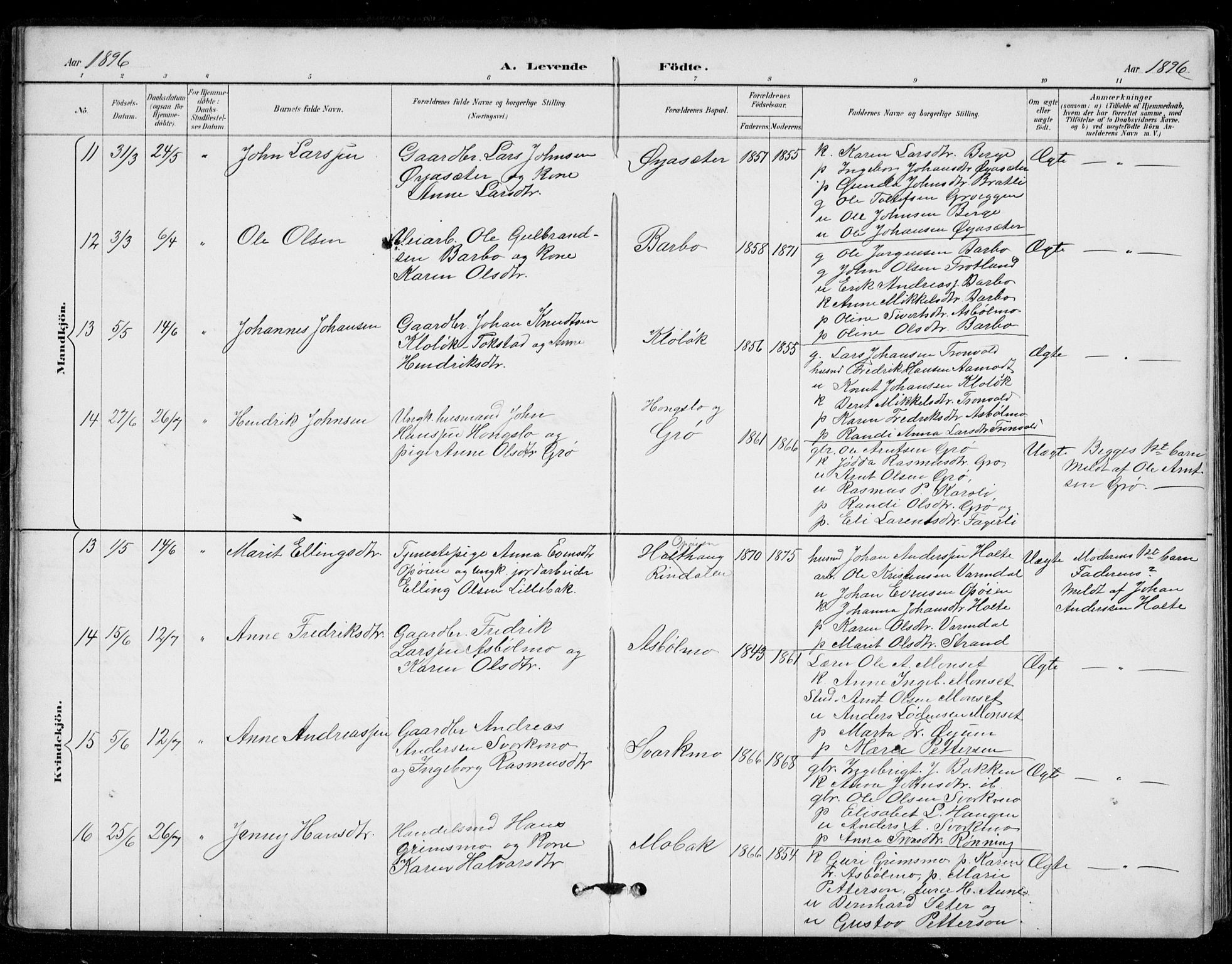 Ministerialprotokoller, klokkerbøker og fødselsregistre - Sør-Trøndelag, AV/SAT-A-1456/671/L0841: Parish register (official) no. 671A03, 1893-1915