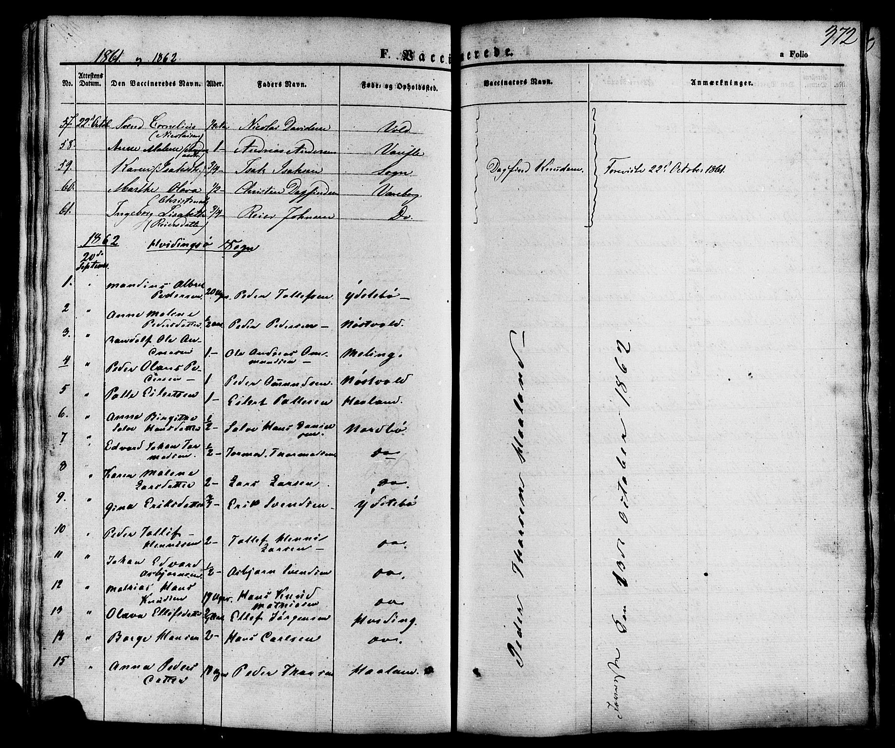 Rennesøy sokneprestkontor, SAST/A -101827/H/Ha/Haa/L0006: Parish register (official) no. A 6, 1860-1878, p. 372