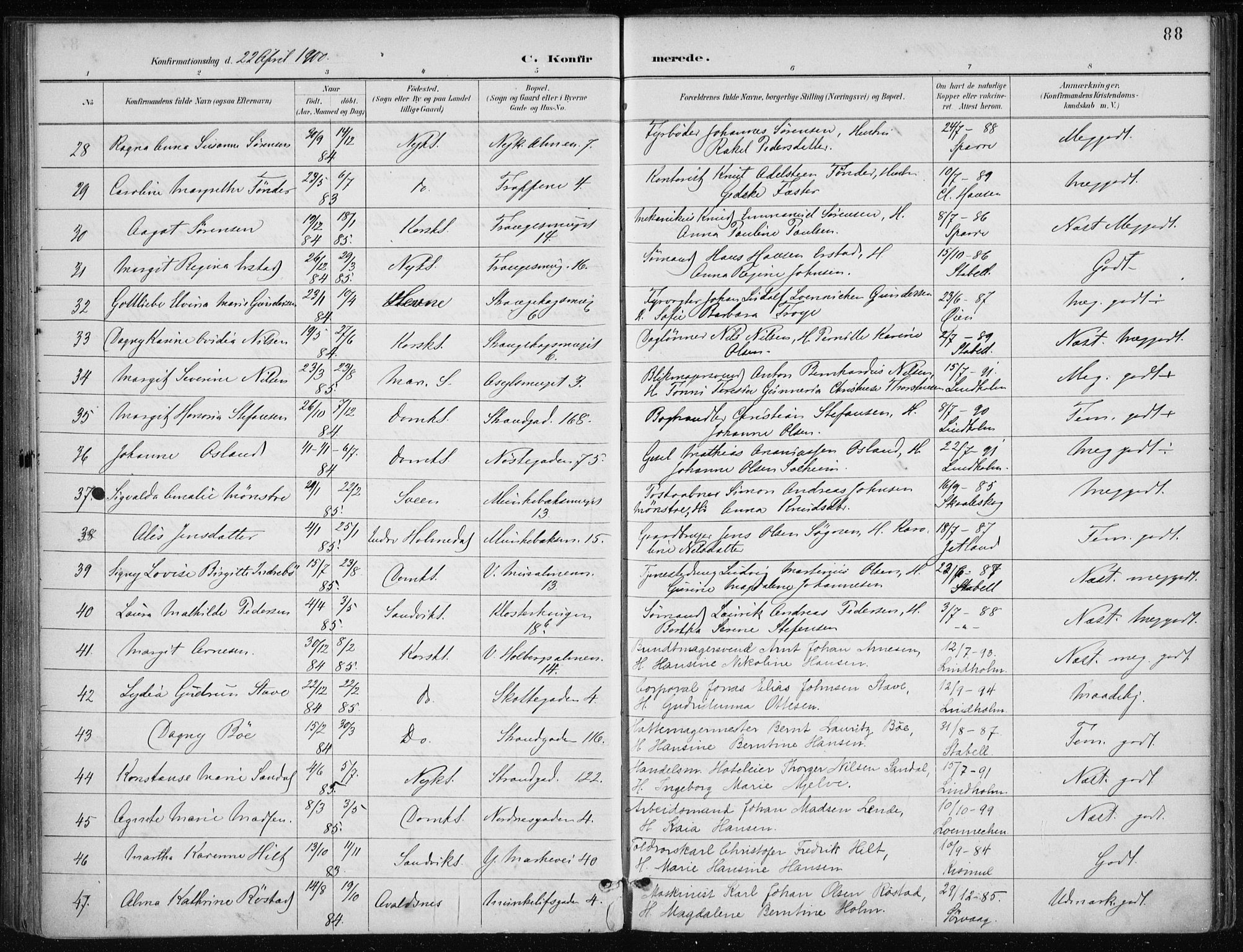 Nykirken Sokneprestembete, AV/SAB-A-77101/H/Haa/L0028: Parish register (official) no. C 7, 1887-1913, p. 88