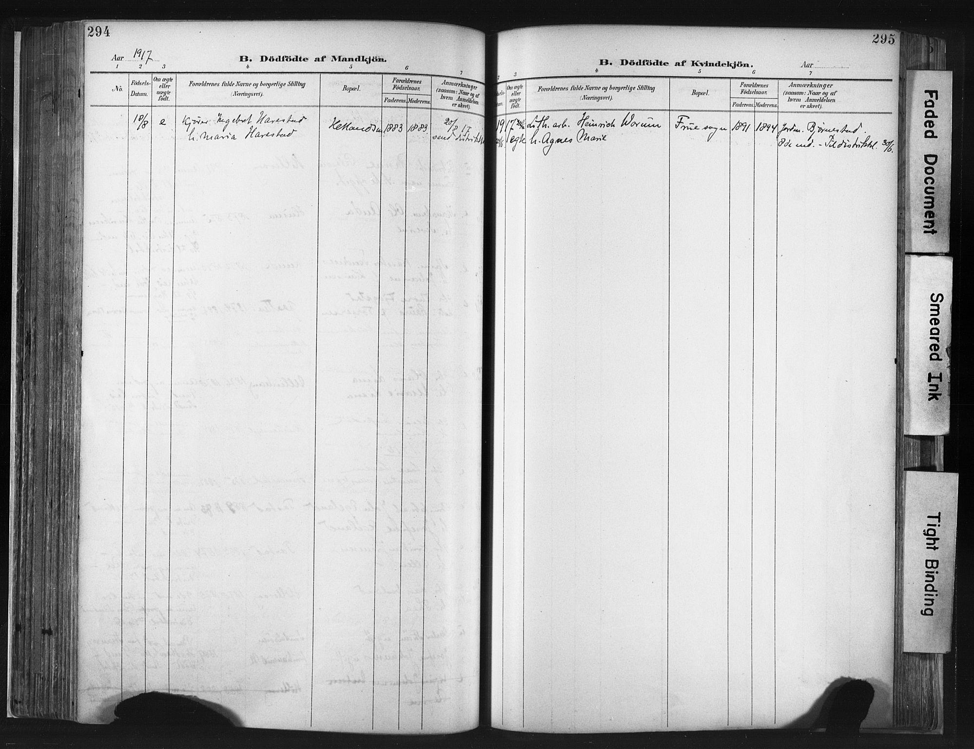 Hetland sokneprestkontor, SAST/A-101826/30/30BA/L0013: Parish register (official) no. A 13, 1904-1918, p. 294-295