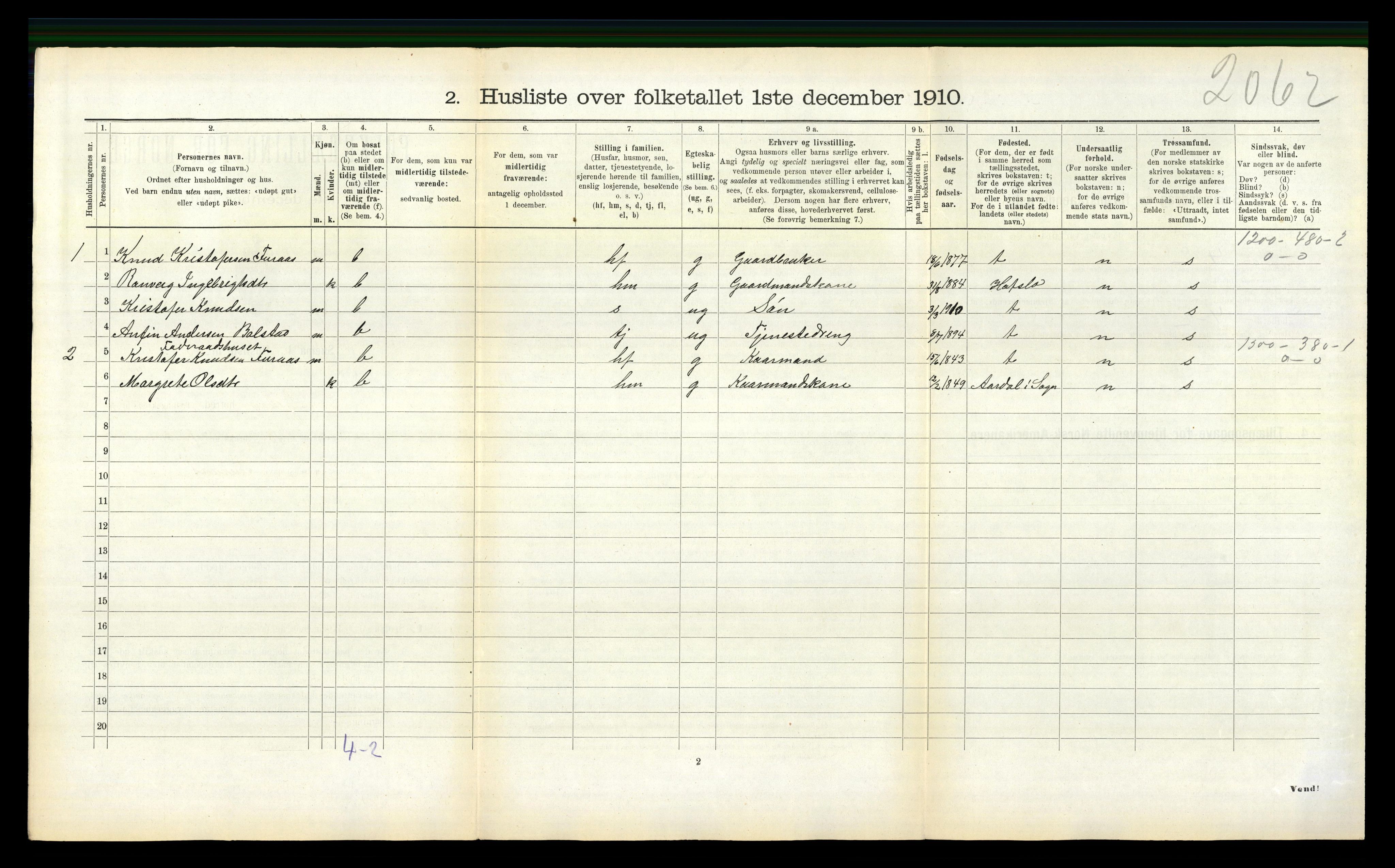 RA, 1910 census for Luster, 1910, p. 314