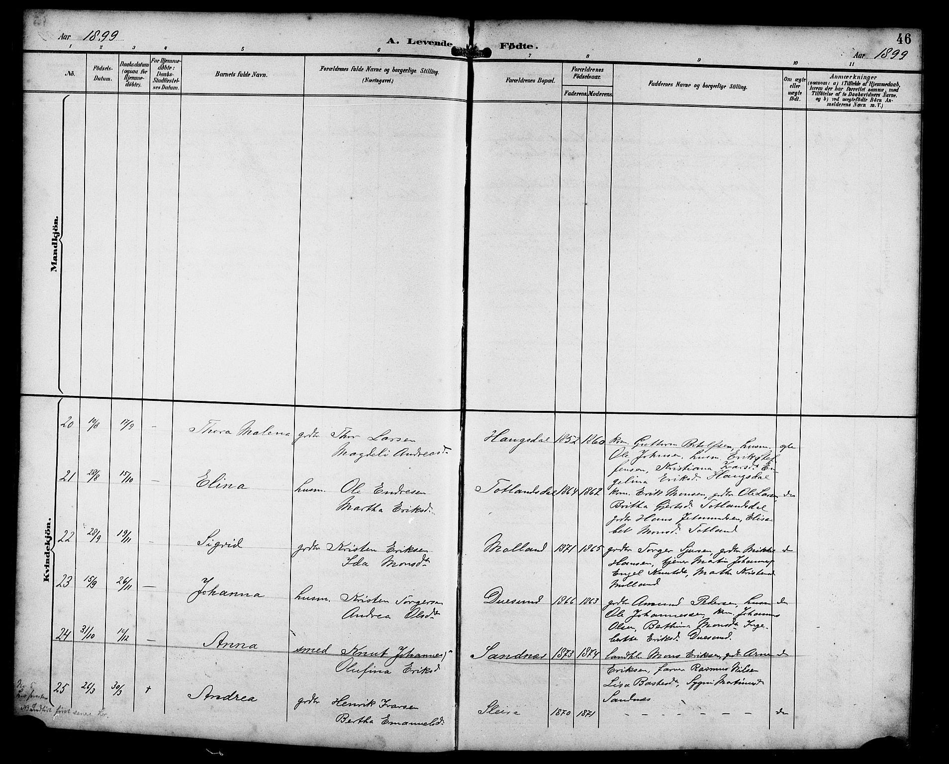 Masfjorden Sokneprestembete, AV/SAB-A-77001: Parish register (copy) no. B 1, 1892-1913, p. 46