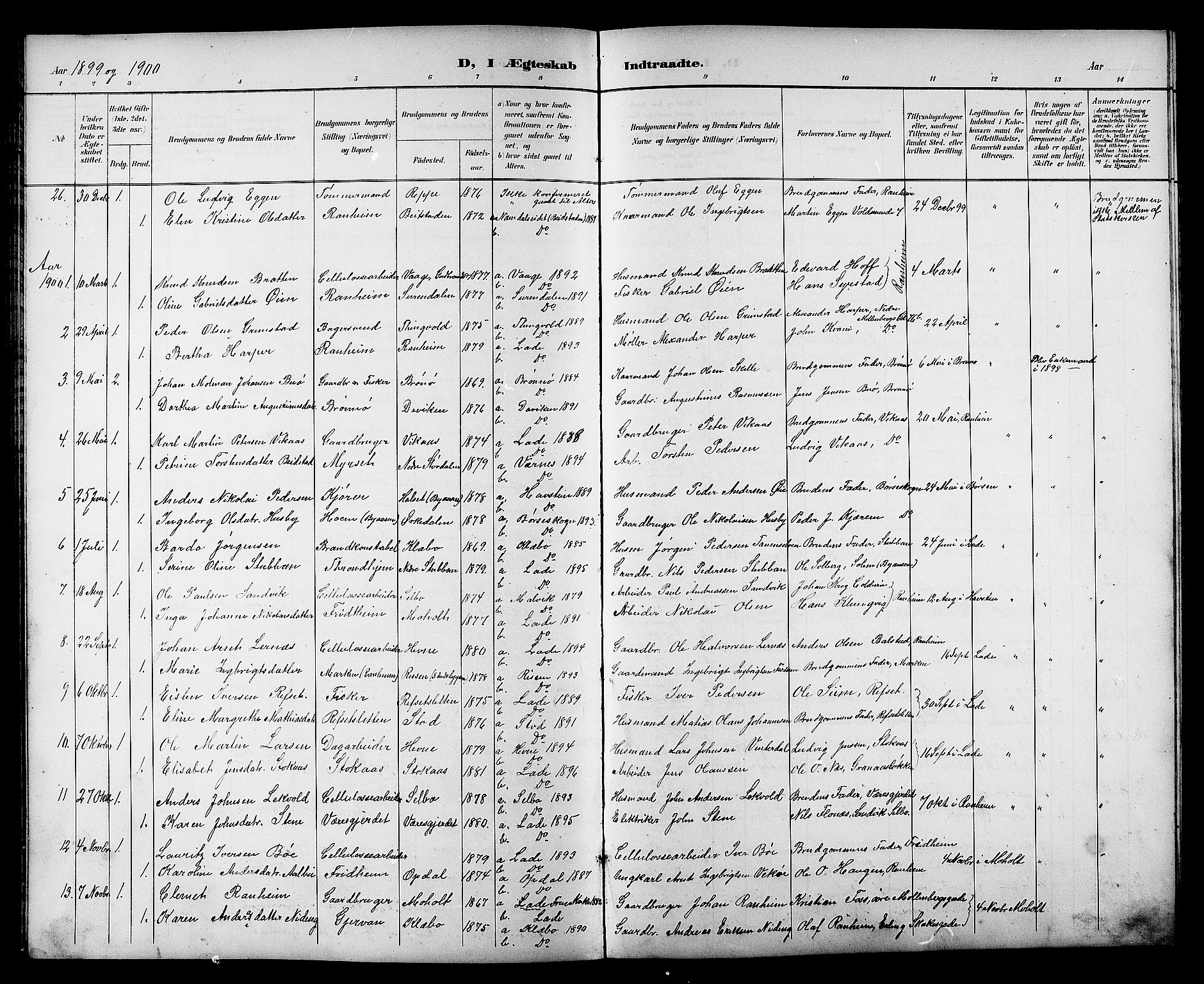 Ministerialprotokoller, klokkerbøker og fødselsregistre - Sør-Trøndelag, AV/SAT-A-1456/606/L0313: Parish register (copy) no. 606C09, 1895-1910