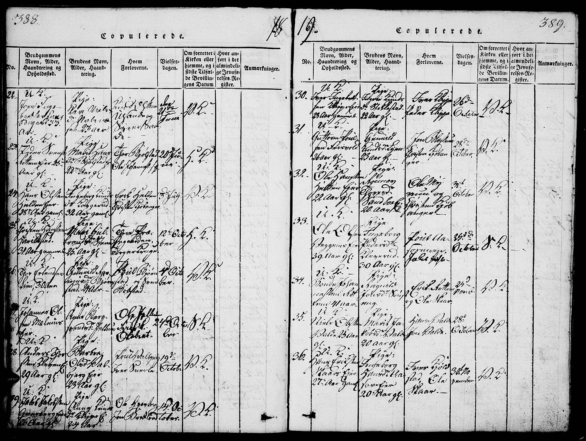 Vågå prestekontor, SAH/PREST-076/H/Ha/Haa/L0003: Parish register (official) no. 3, 1815-1827, p. 388-389