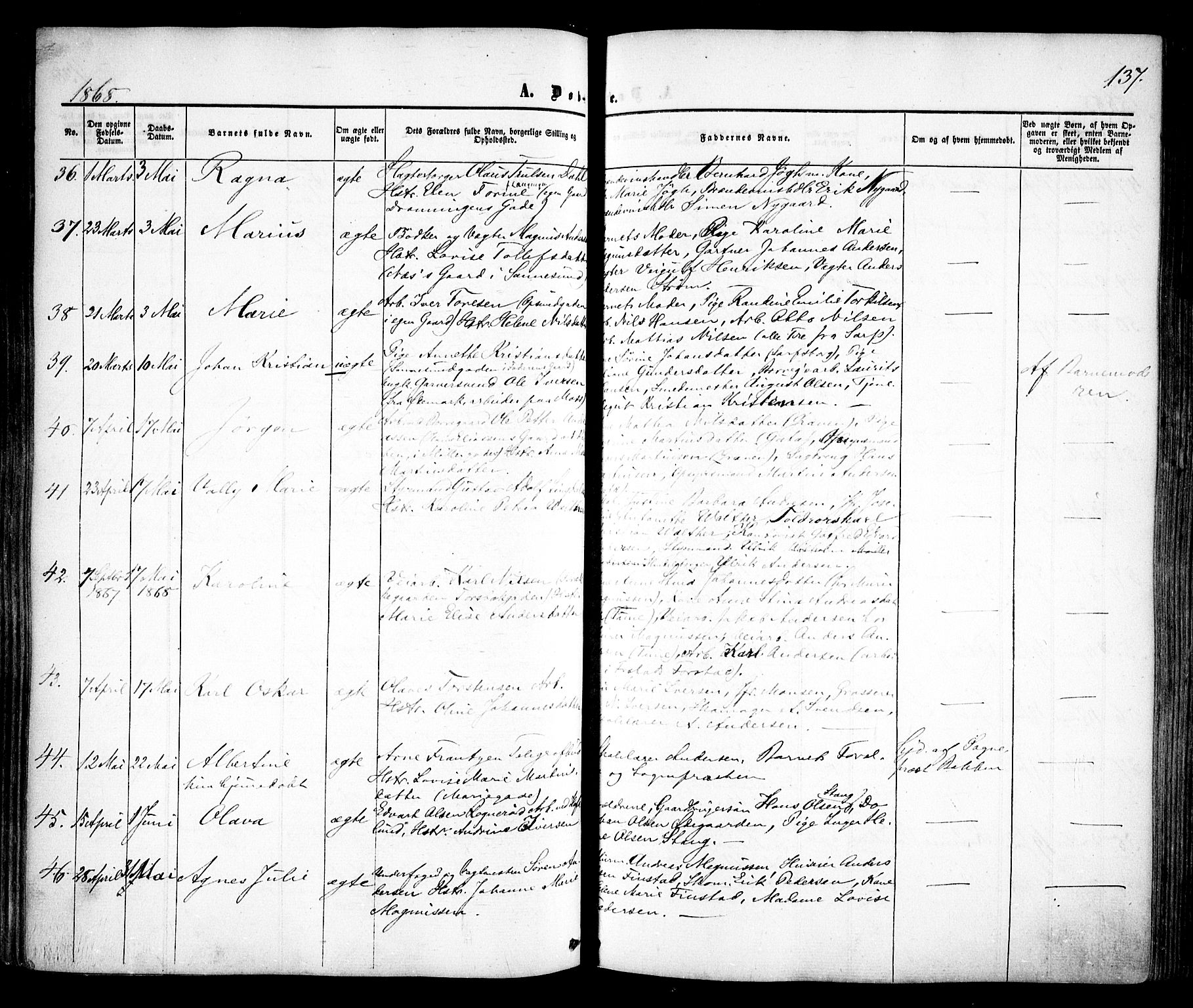 Sarpsborg prestekontor Kirkebøker, AV/SAO-A-2006/F/Fa/L0001: Parish register (official) no. 1, 1859-1868, p. 137