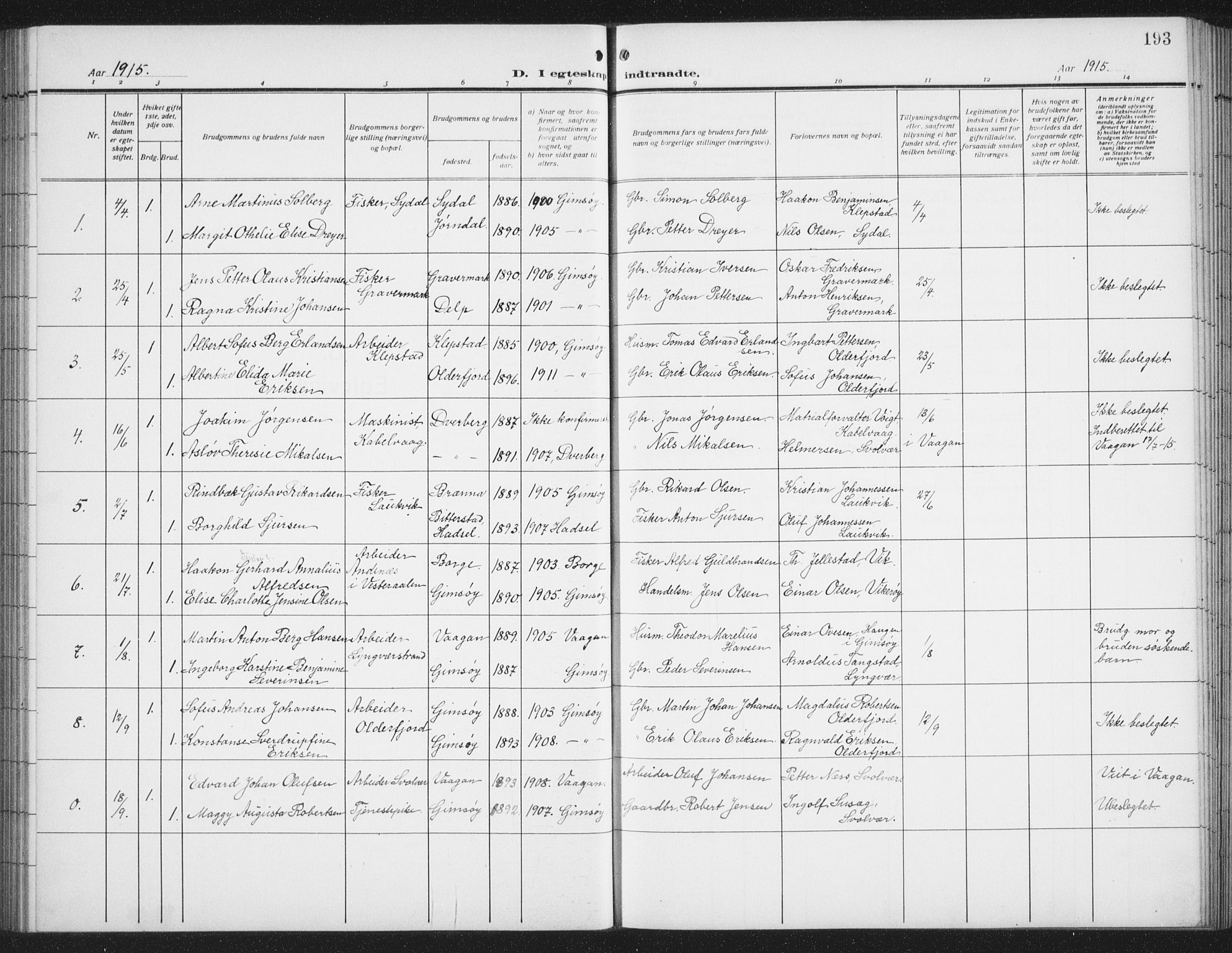 Ministerialprotokoller, klokkerbøker og fødselsregistre - Nordland, SAT/A-1459/876/L1106: Parish register (copy) no. 876C05, 1915-1942, p. 193