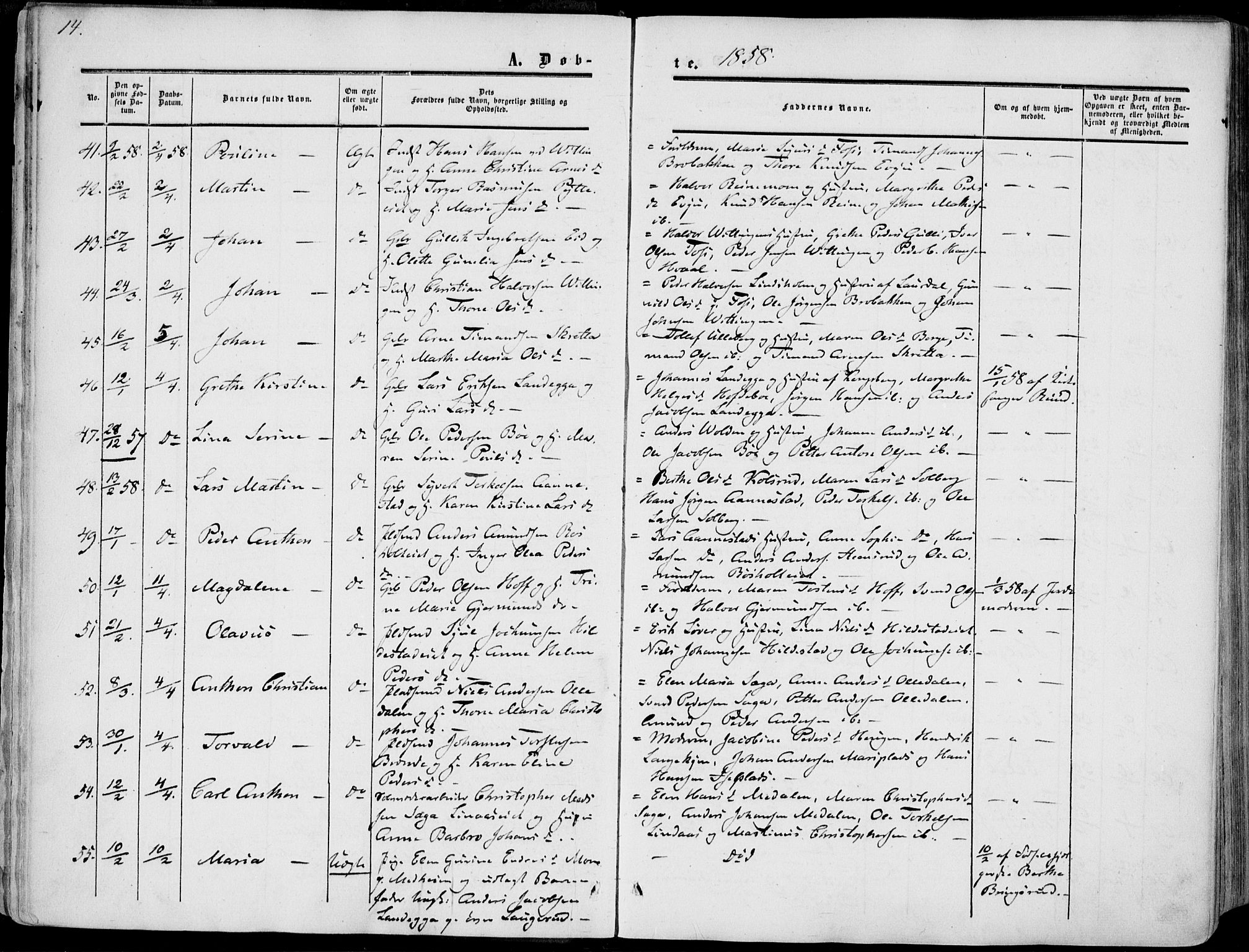 Sandsvær kirkebøker, SAKO/A-244/F/Fa/L0006: Parish register (official) no. I 6, 1857-1868, p. 14