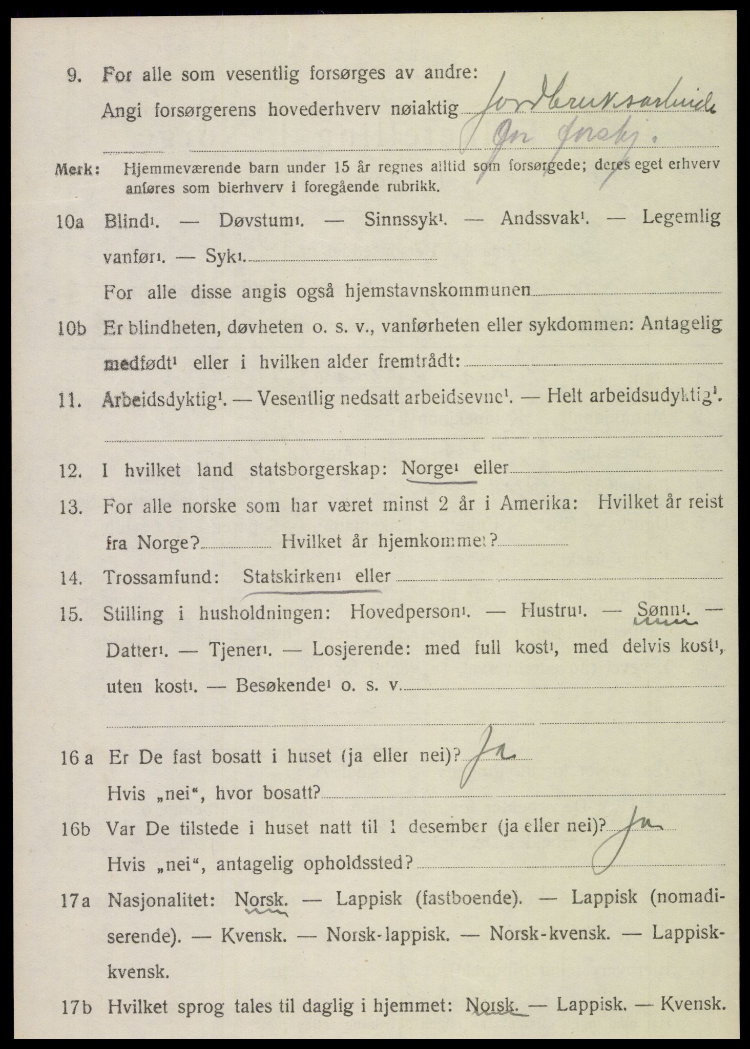 SAT, 1920 census for Sparbu, 1920, p. 4784