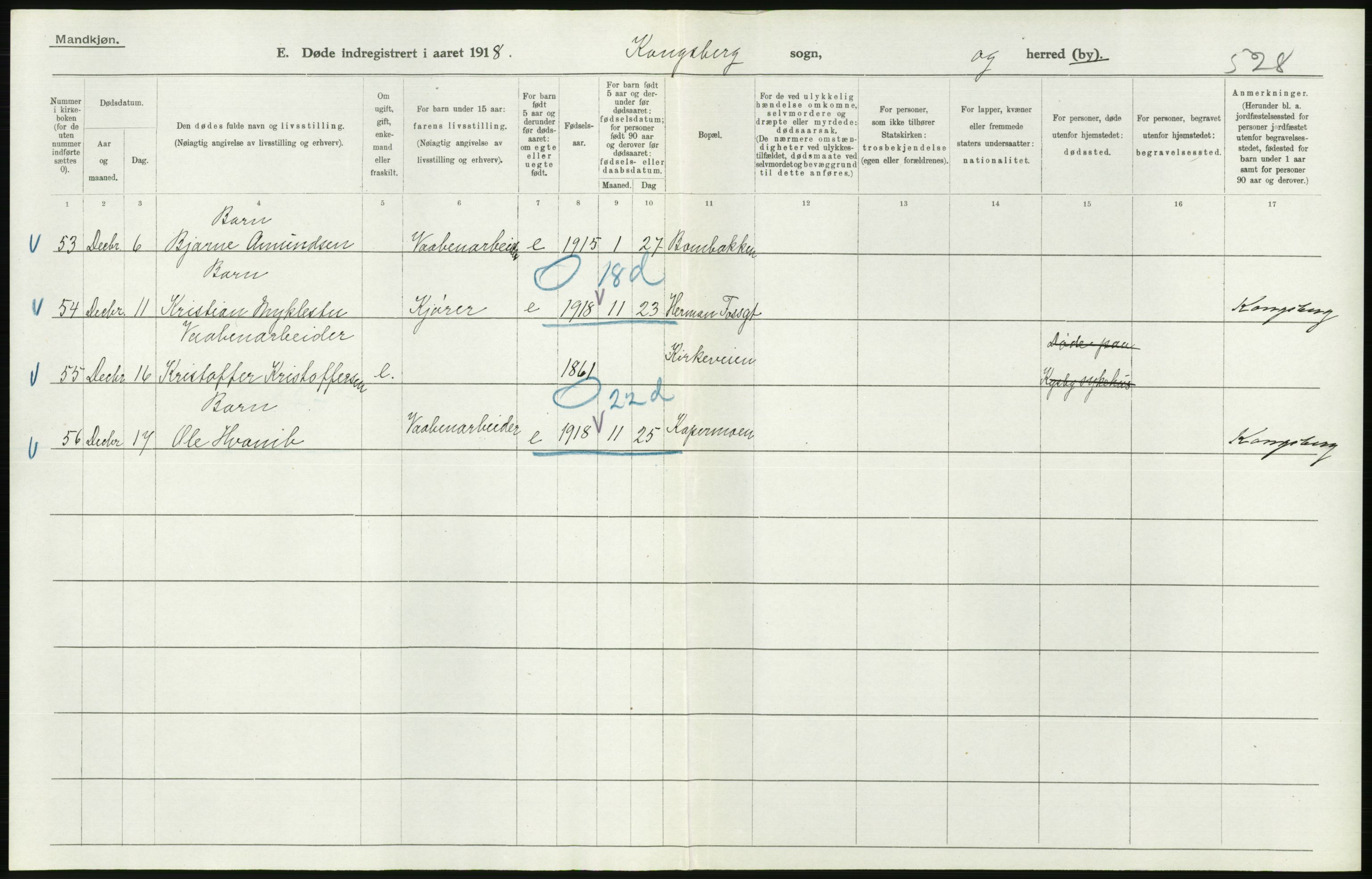 Statistisk sentralbyrå, Sosiodemografiske emner, Befolkning, RA/S-2228/D/Df/Dfb/Dfbh/L0020: Buskerud fylke: Døde. Bygder og byer., 1918, p. 586