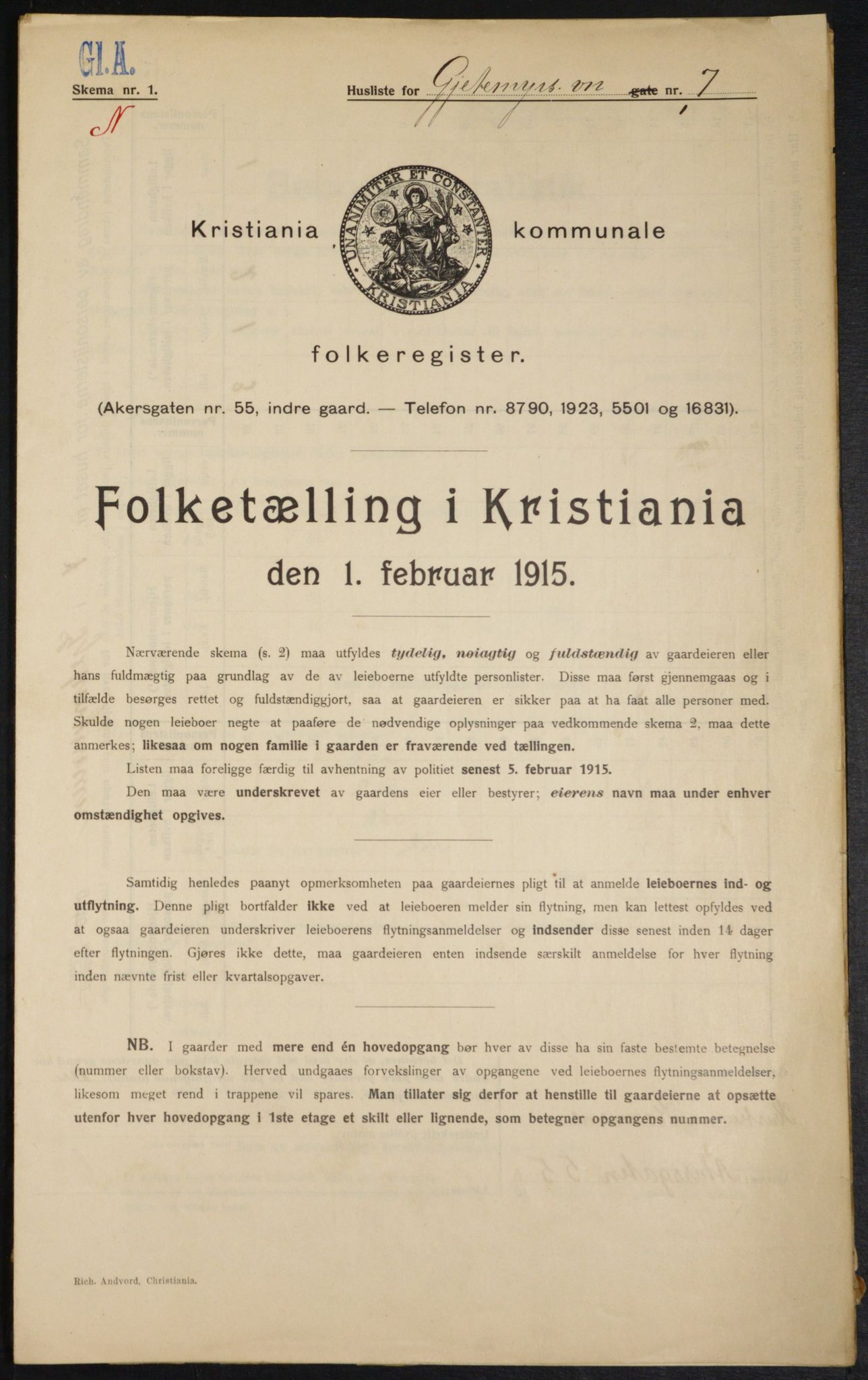 OBA, Municipal Census 1915 for Kristiania, 1915, p. 28406