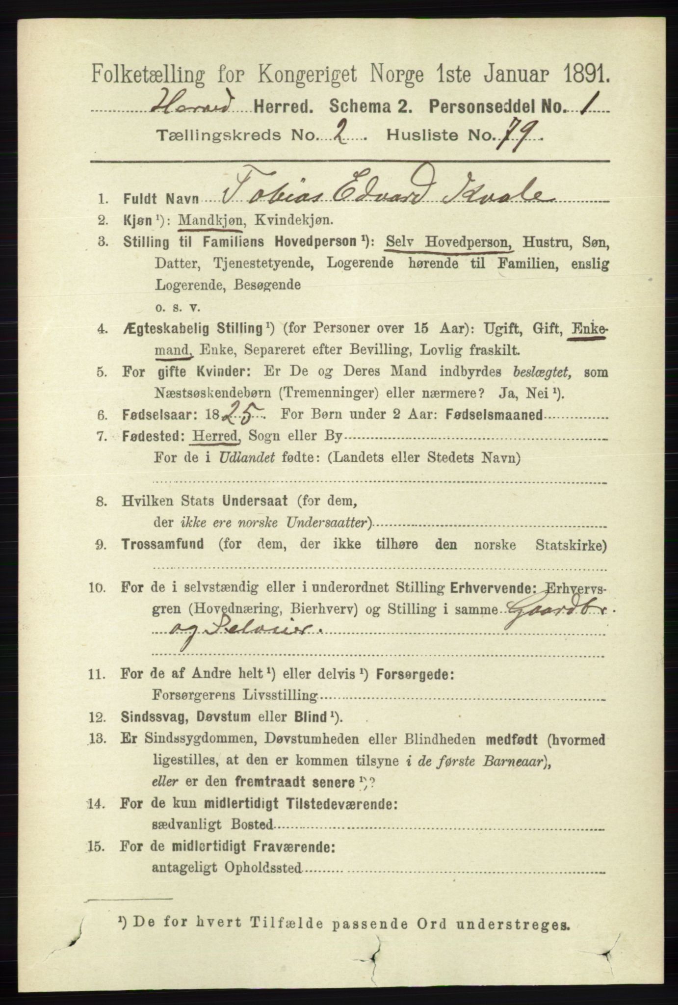 RA, 1891 census for 1039 Herad, 1891, p. 899