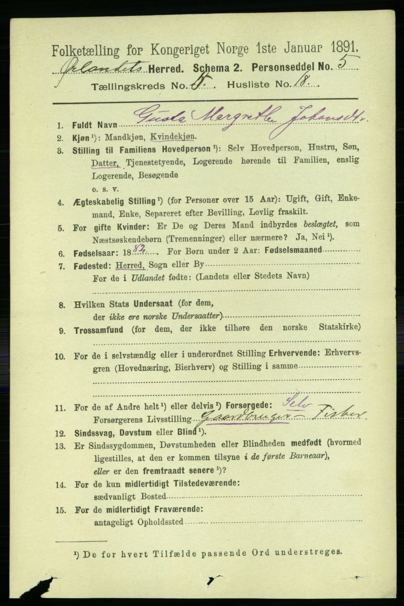 RA, 1891 census for 1621 Ørland, 1891, p. 1752