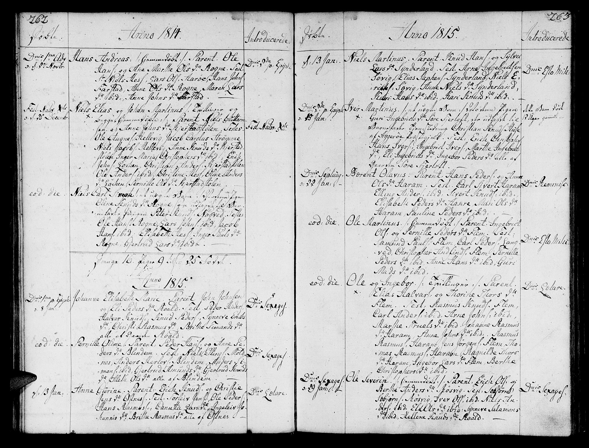 Ministerialprotokoller, klokkerbøker og fødselsregistre - Møre og Romsdal, SAT/A-1454/536/L0494: Parish register (official) no. 536A03, 1803-1836, p. 262-263