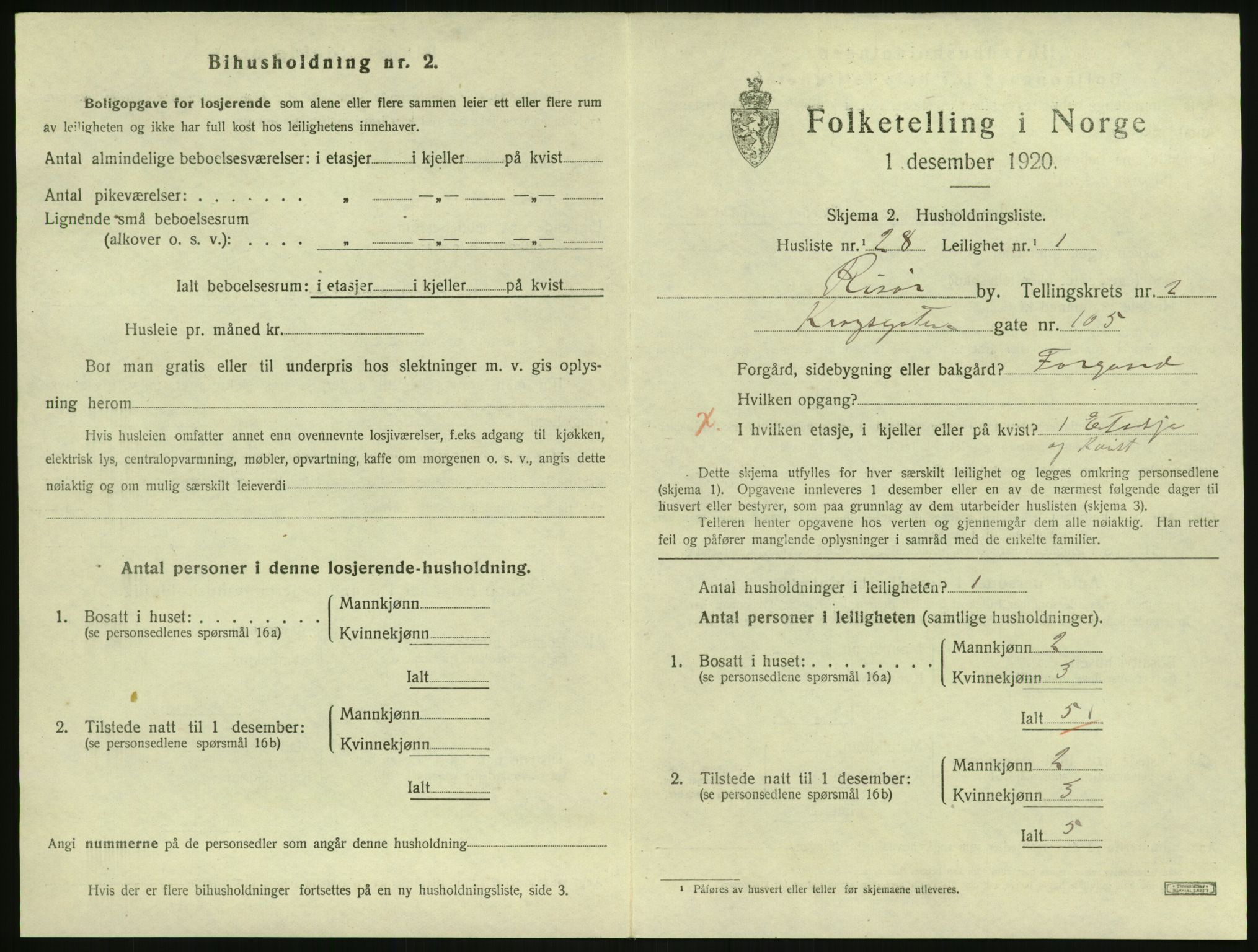 SAK, 1920 census for Risør, 1920, p. 2017