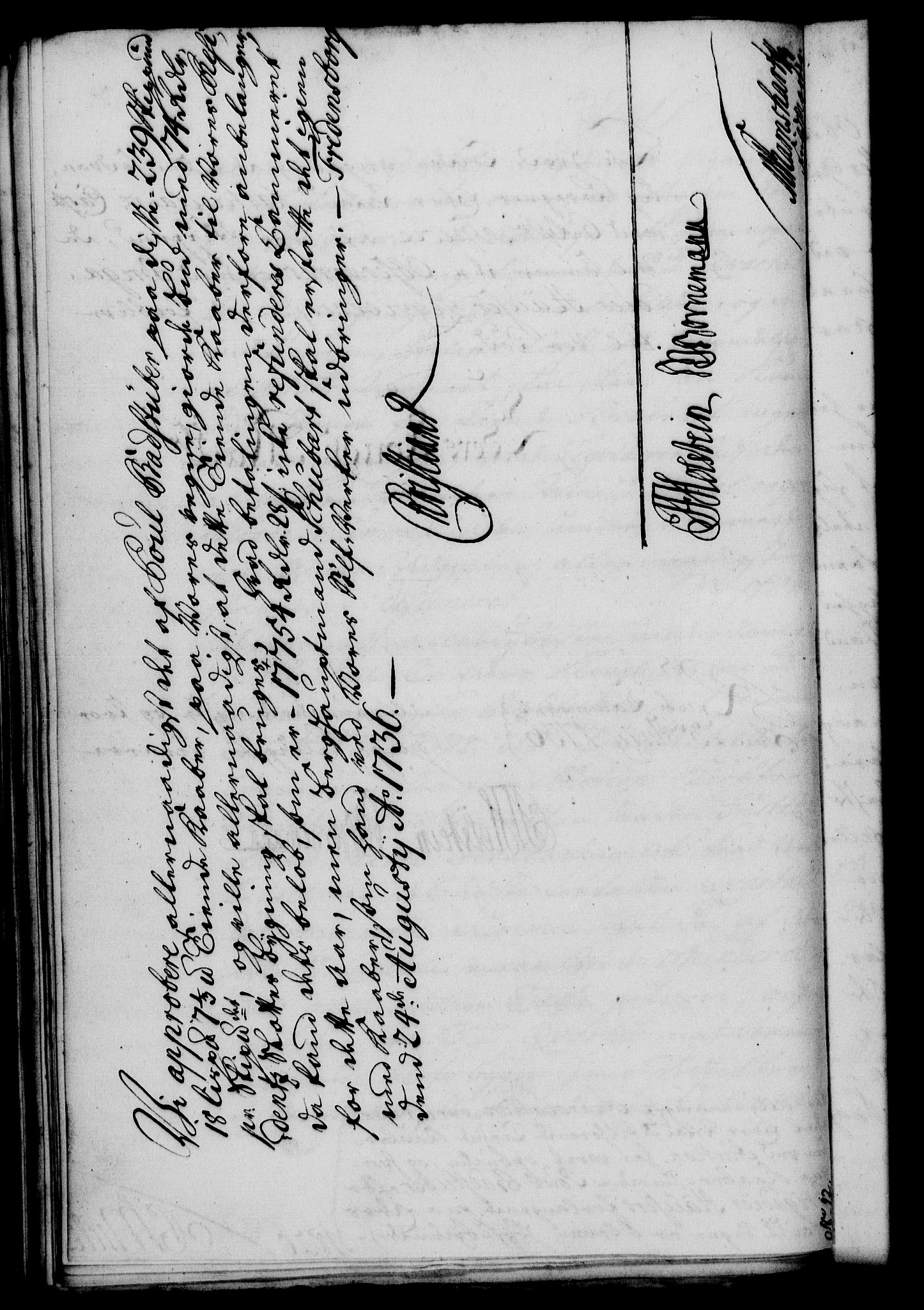 Rentekammeret, Kammerkanselliet, RA/EA-3111/G/Gf/Gfa/L0019: Norsk relasjons- og resolusjonsprotokoll (merket RK 52.19), 1736, p. 308