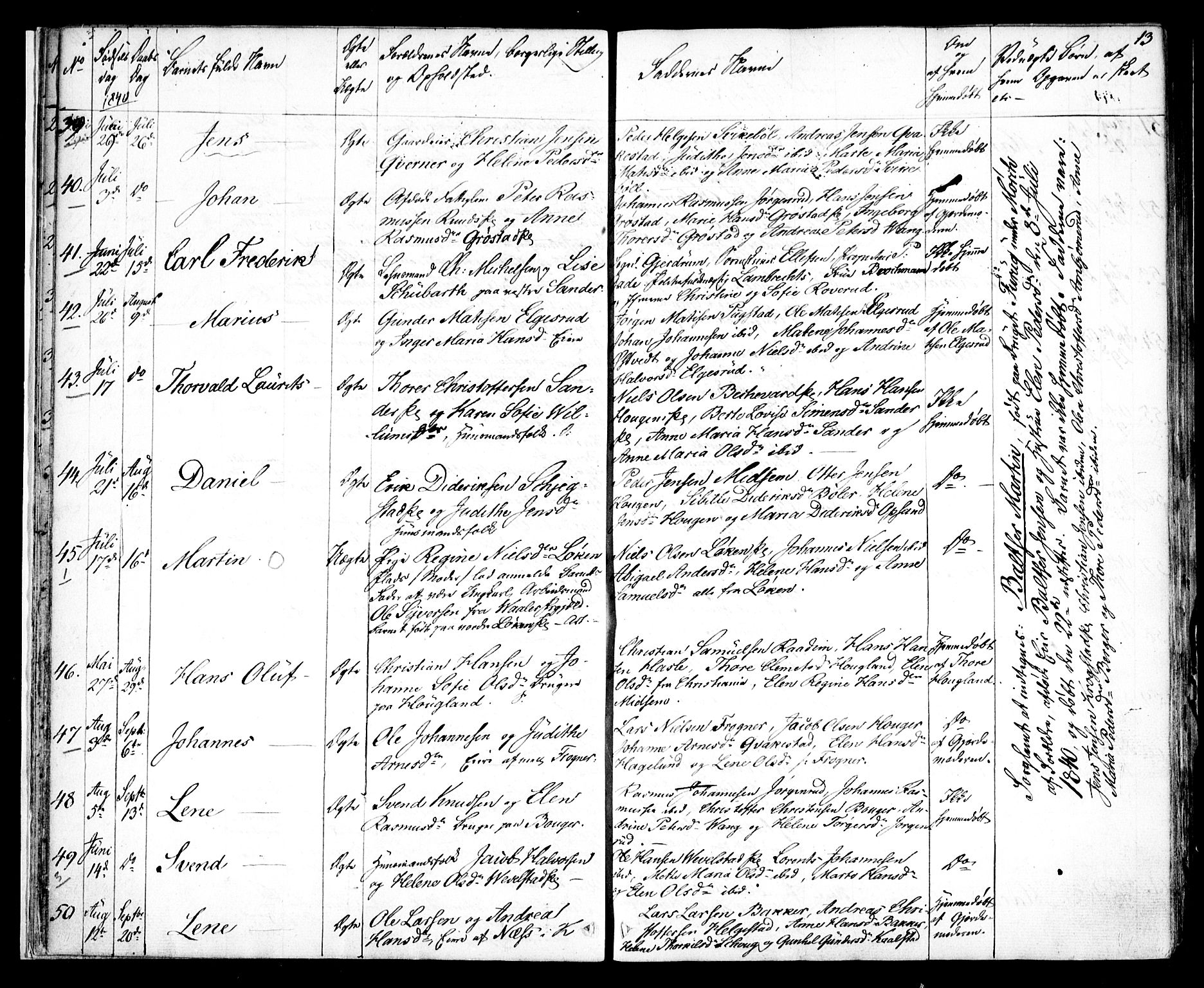 Kråkstad prestekontor Kirkebøker, SAO/A-10125a/F/Fa/L0005: Parish register (official) no. I 5, 1837-1847, p. 13