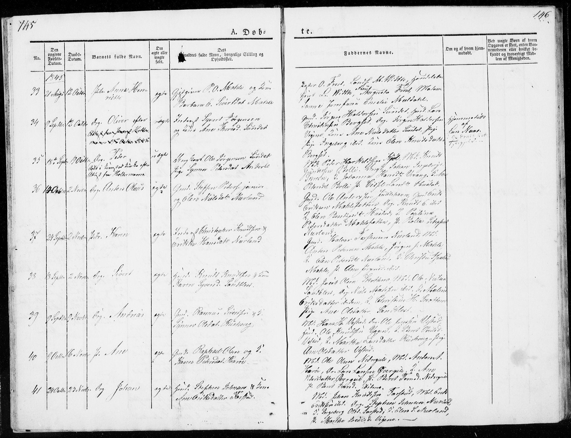 Ministerialprotokoller, klokkerbøker og fødselsregistre - Møre og Romsdal, AV/SAT-A-1454/566/L0766: Parish register (official) no. 566A05, 1842-1851, p. 145-146