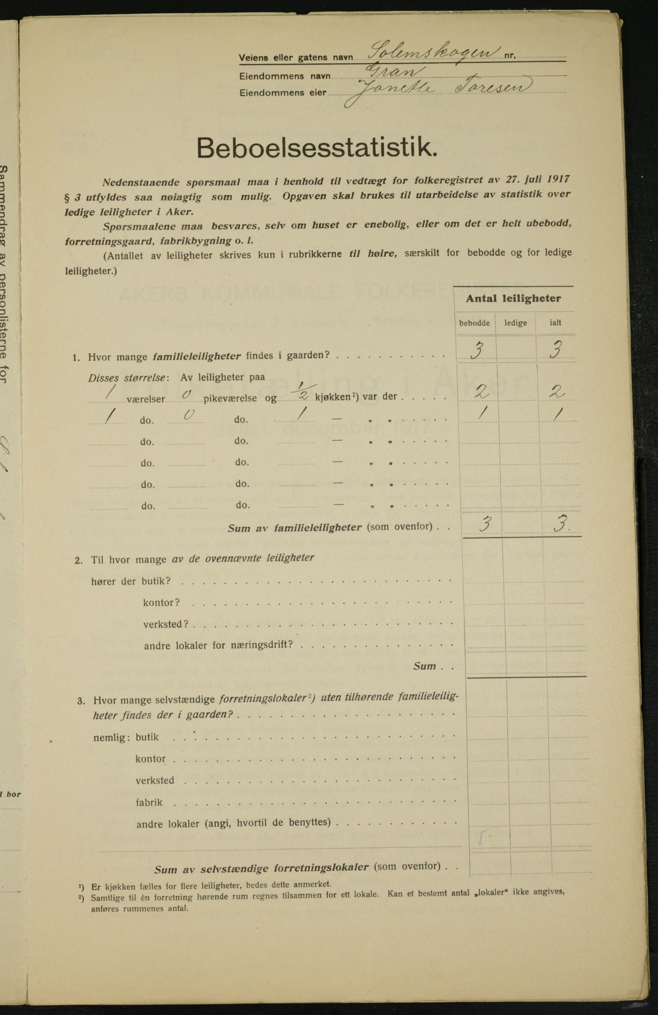 OBA, Municipal Census 1917 for Aker, 1917, p. 13991