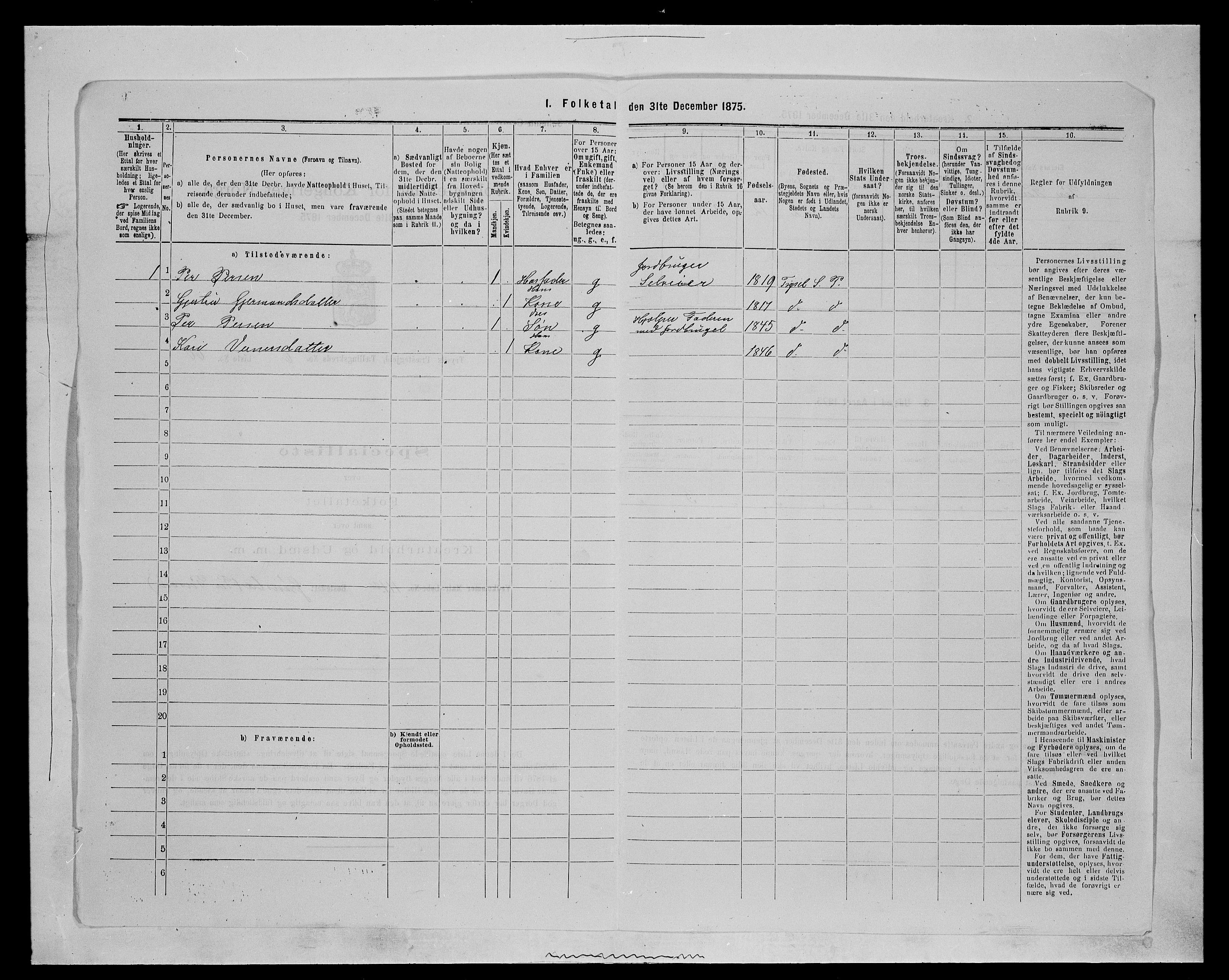 SAH, 1875 census for 0428P Trysil, 1875, p. 840