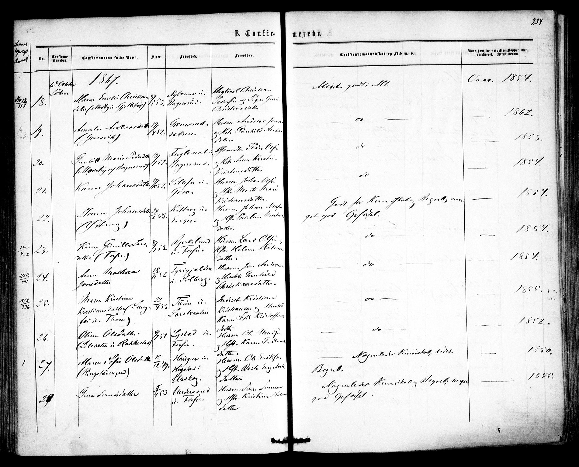 Høland prestekontor Kirkebøker, SAO/A-10346a/F/Fa/L0011: Parish register (official) no. I 11, 1862-1869, p. 234