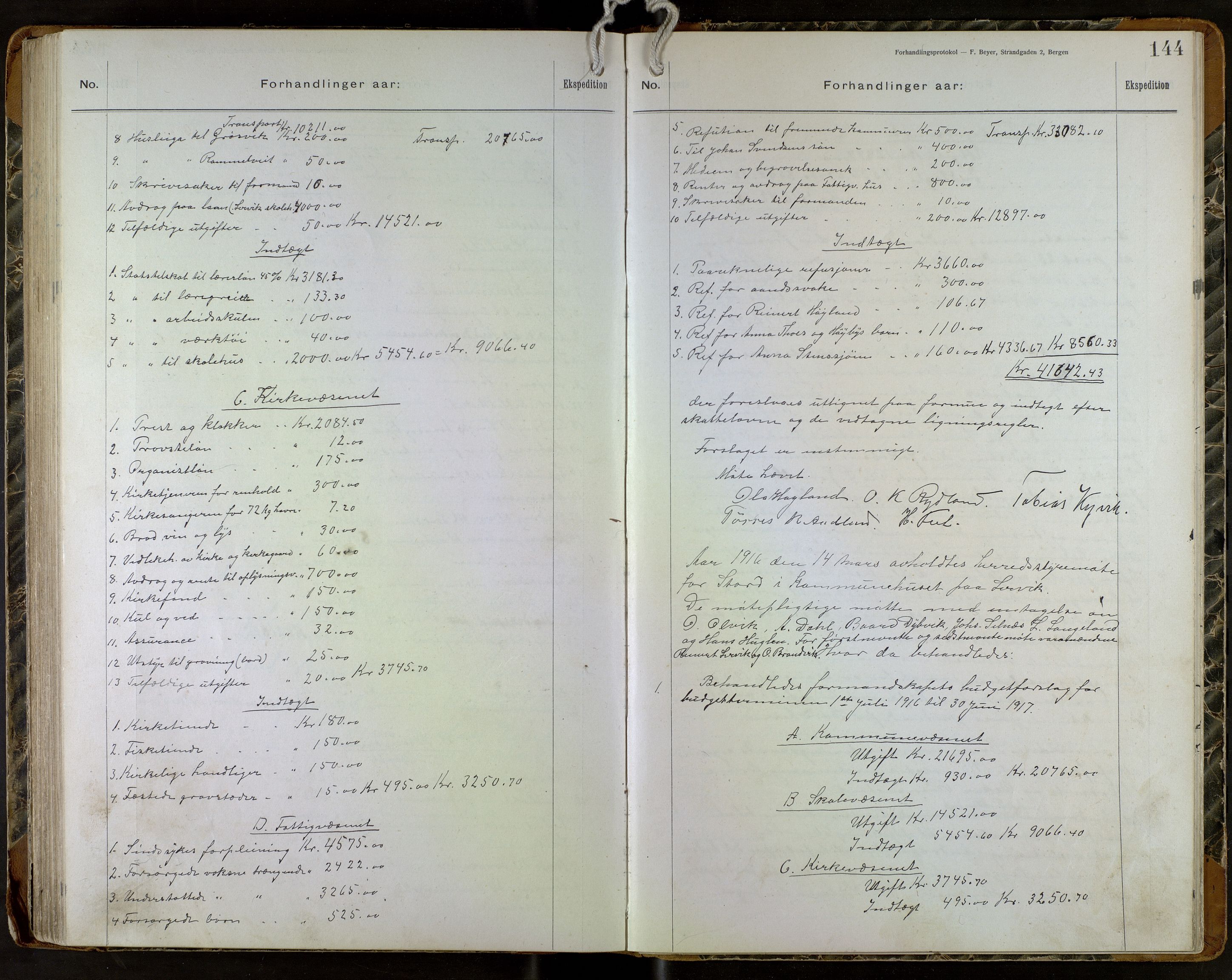 Stord kommune. Formannskapet, IKAH/1221-021/A/Aa/L0004: Møtebok for formannskapet og heradstyret , 1906-1917, p. 144