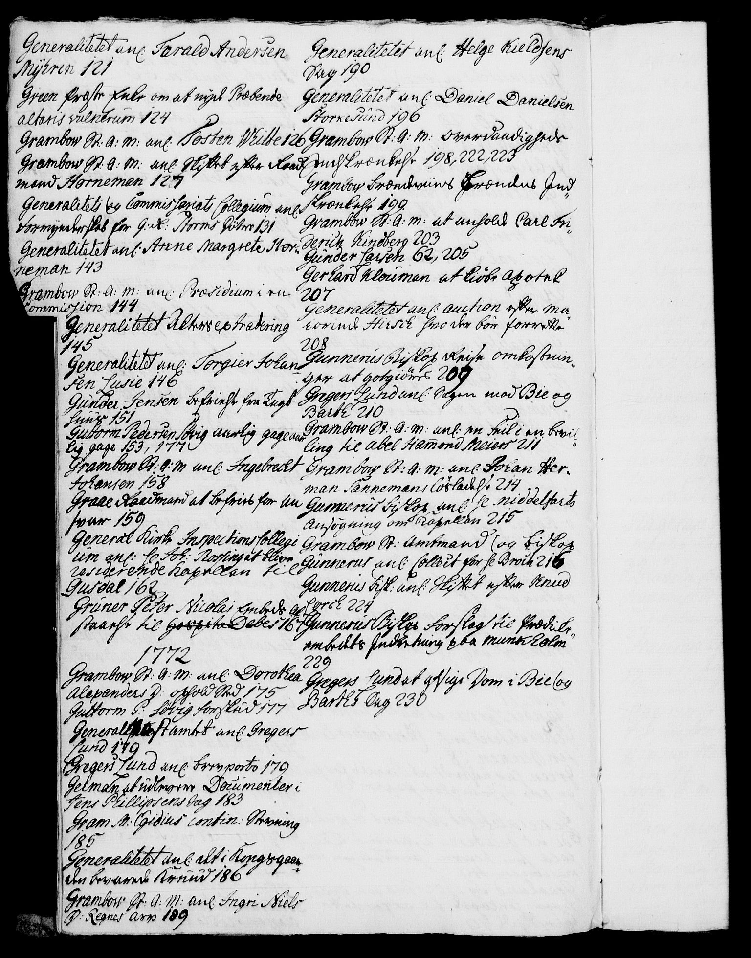 Danske Kanselli 1572-1799, AV/RA-EA-3023/G/Gb/L0001: Alfabetisk register til 3. departements utgående brev, 1771-1772