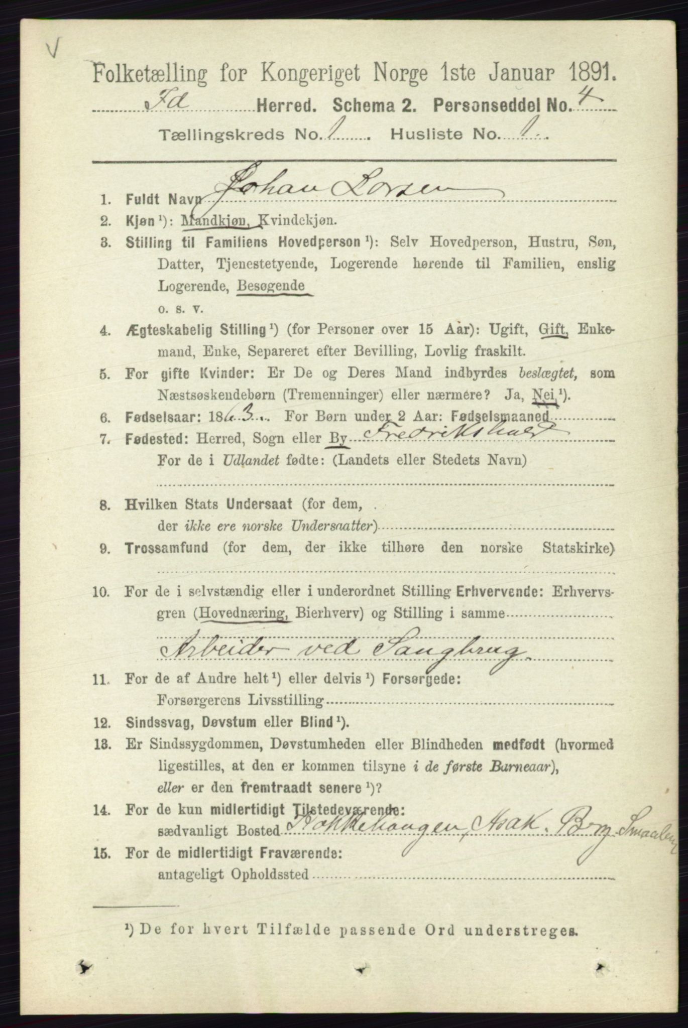 RA, 1891 census for 0117 Idd, 1891, p. 140