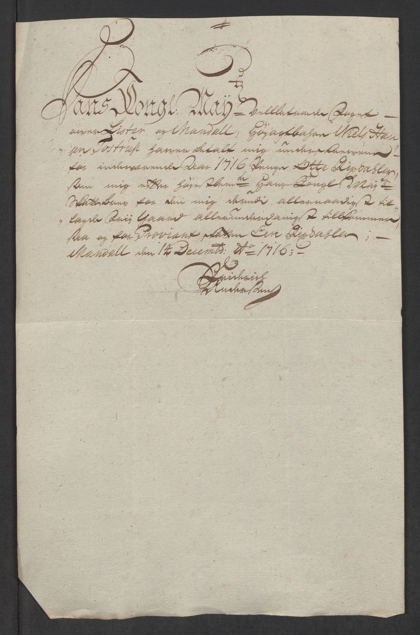 Rentekammeret inntil 1814, Reviderte regnskaper, Fogderegnskap, AV/RA-EA-4092/R43/L2560: Fogderegnskap Lista og Mandal, 1716, p. 201