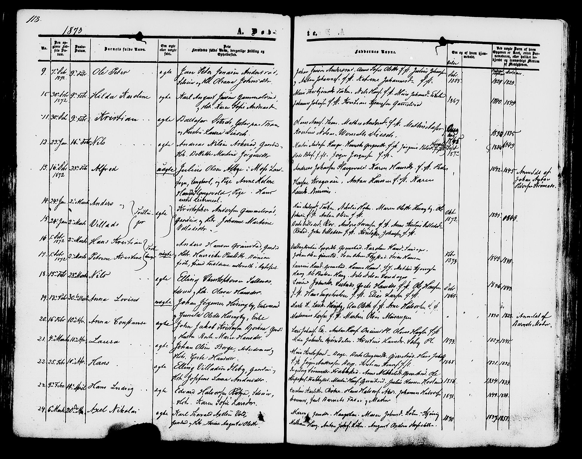 Råde prestekontor kirkebøker, AV/SAO-A-2009/F/Fa/L0006: Parish register (official) no. 6, 1854-1877, p. 118