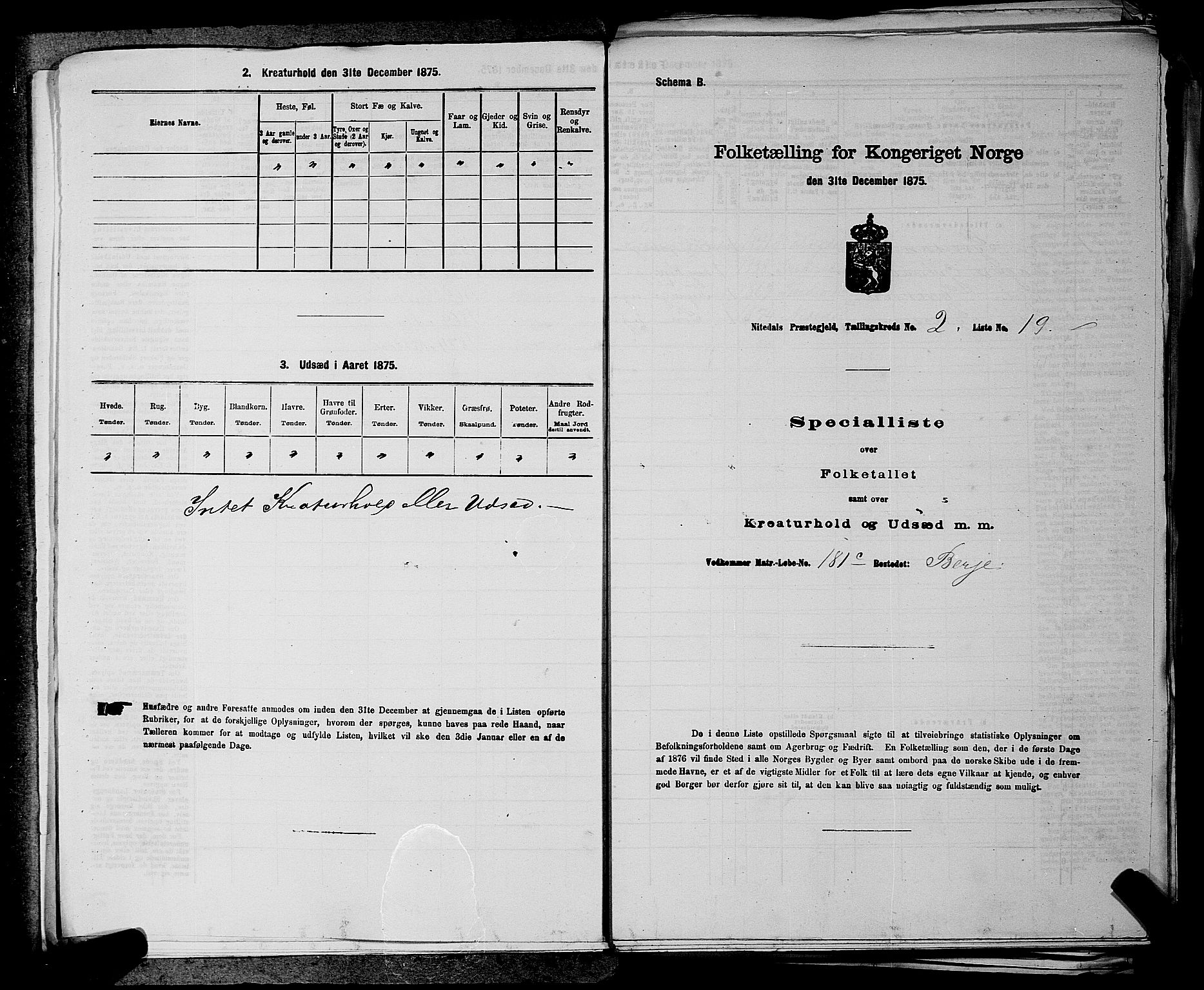RA, 1875 census for 0233P Nittedal, 1875, p. 200
