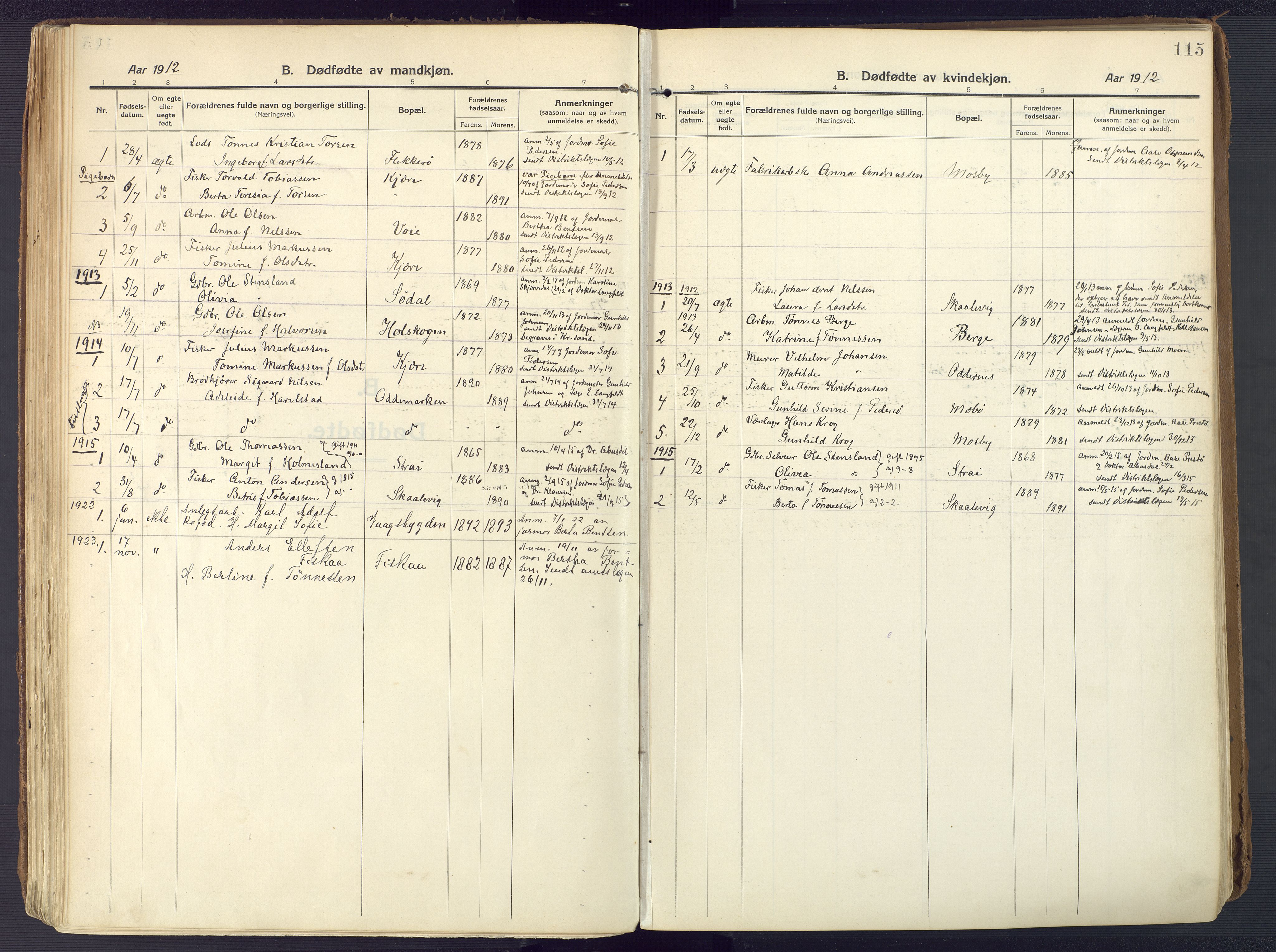 Oddernes sokneprestkontor, AV/SAK-1111-0033/F/Fa/Faa/L0012: Parish register (official) no. A 12, 1912-1925, p. 115