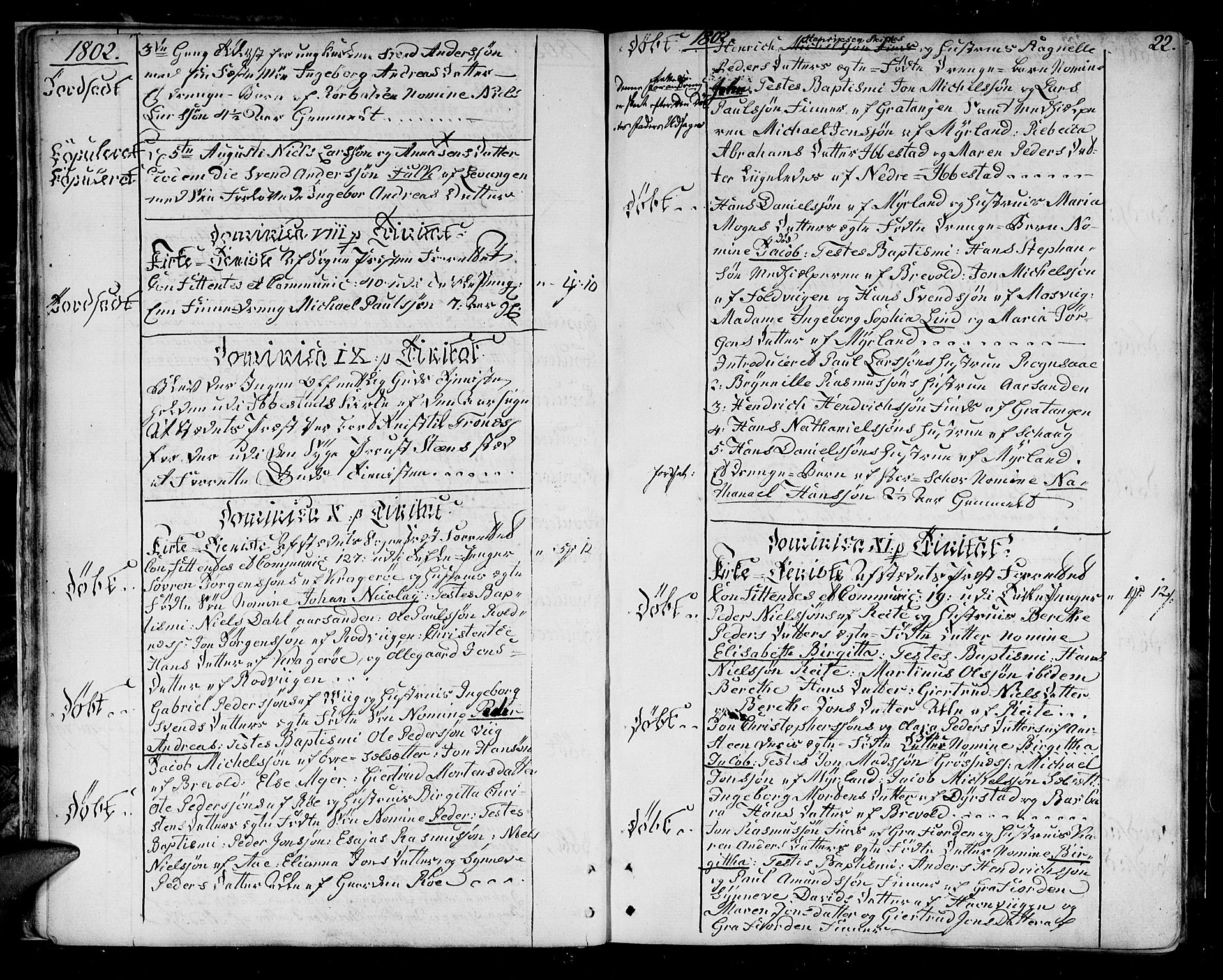 Ibestad sokneprestembete, SATØ/S-0077/H/Ha/Haa/L0004kirke: Parish register (official) no. 4, 1801-1824, p. 22