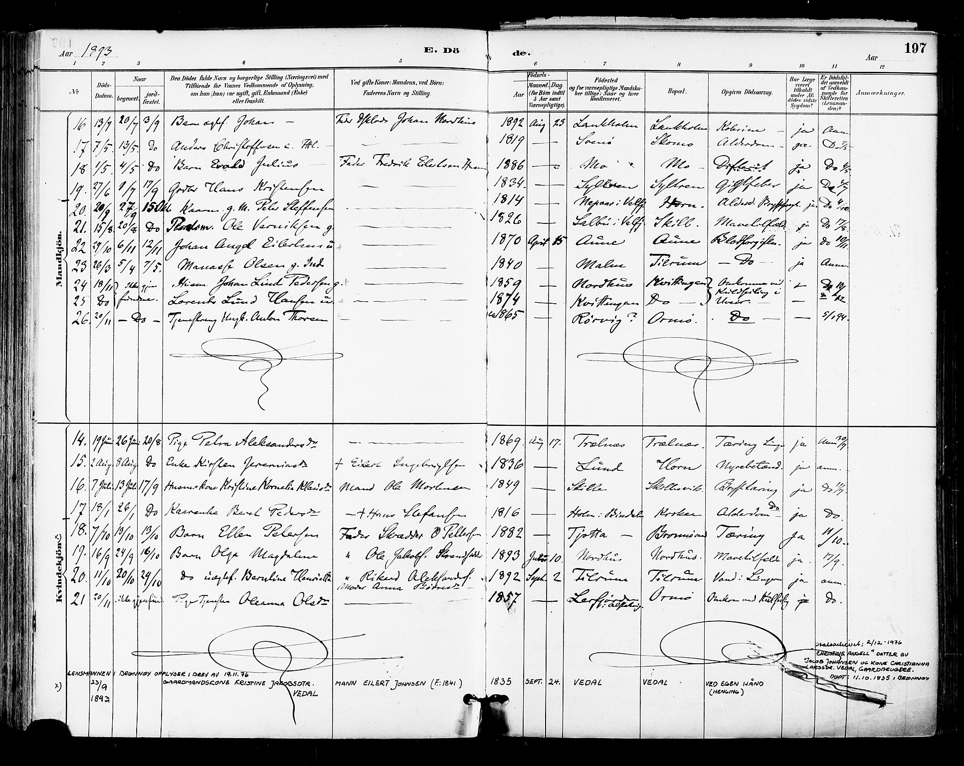 Ministerialprotokoller, klokkerbøker og fødselsregistre - Nordland, AV/SAT-A-1459/813/L0200: Parish register (official) no. 813A10, 1886-1900, p. 197