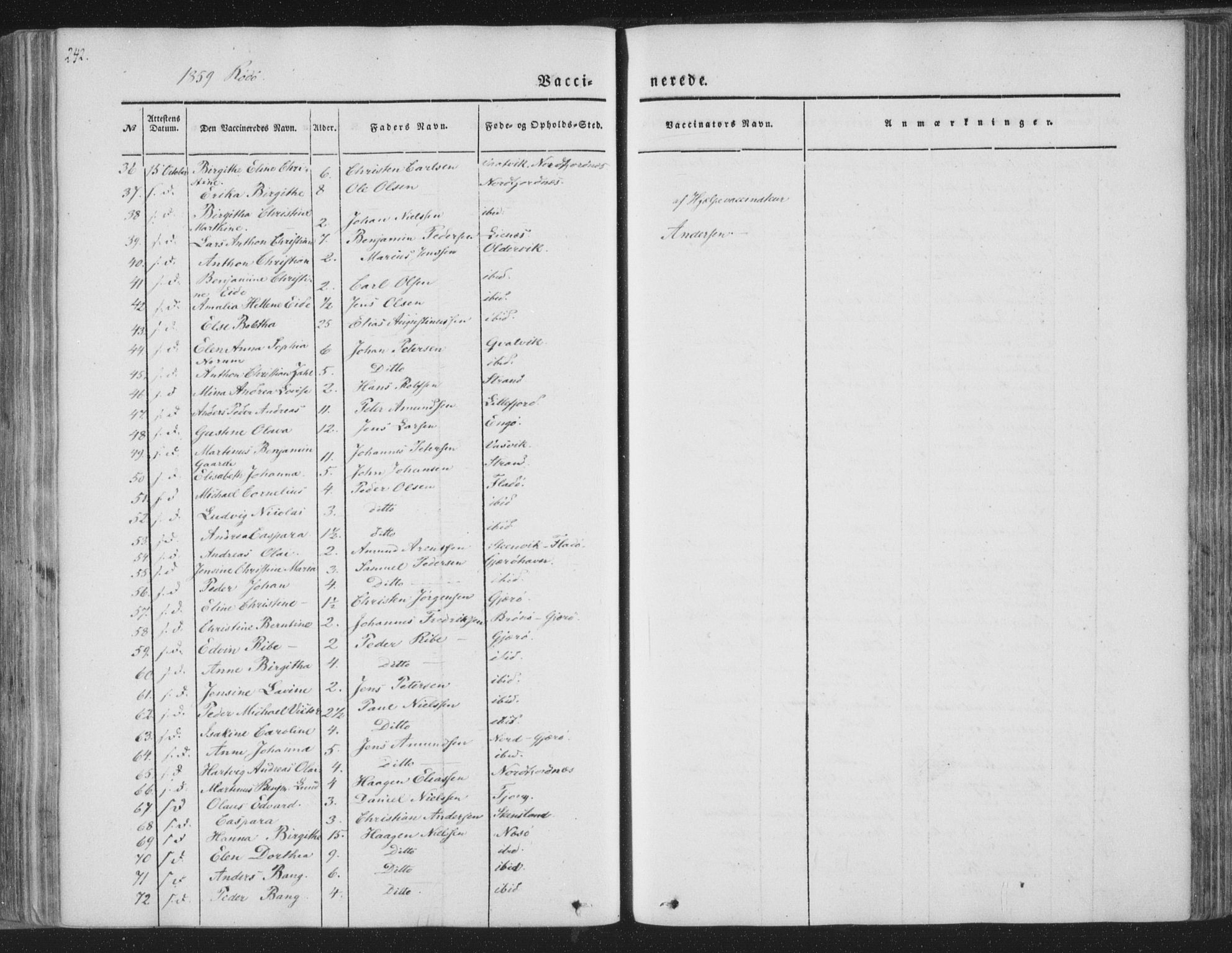 Ministerialprotokoller, klokkerbøker og fødselsregistre - Nordland, AV/SAT-A-1459/841/L0604: Parish register (official) no. 841A09 /1, 1845-1862, p. 242