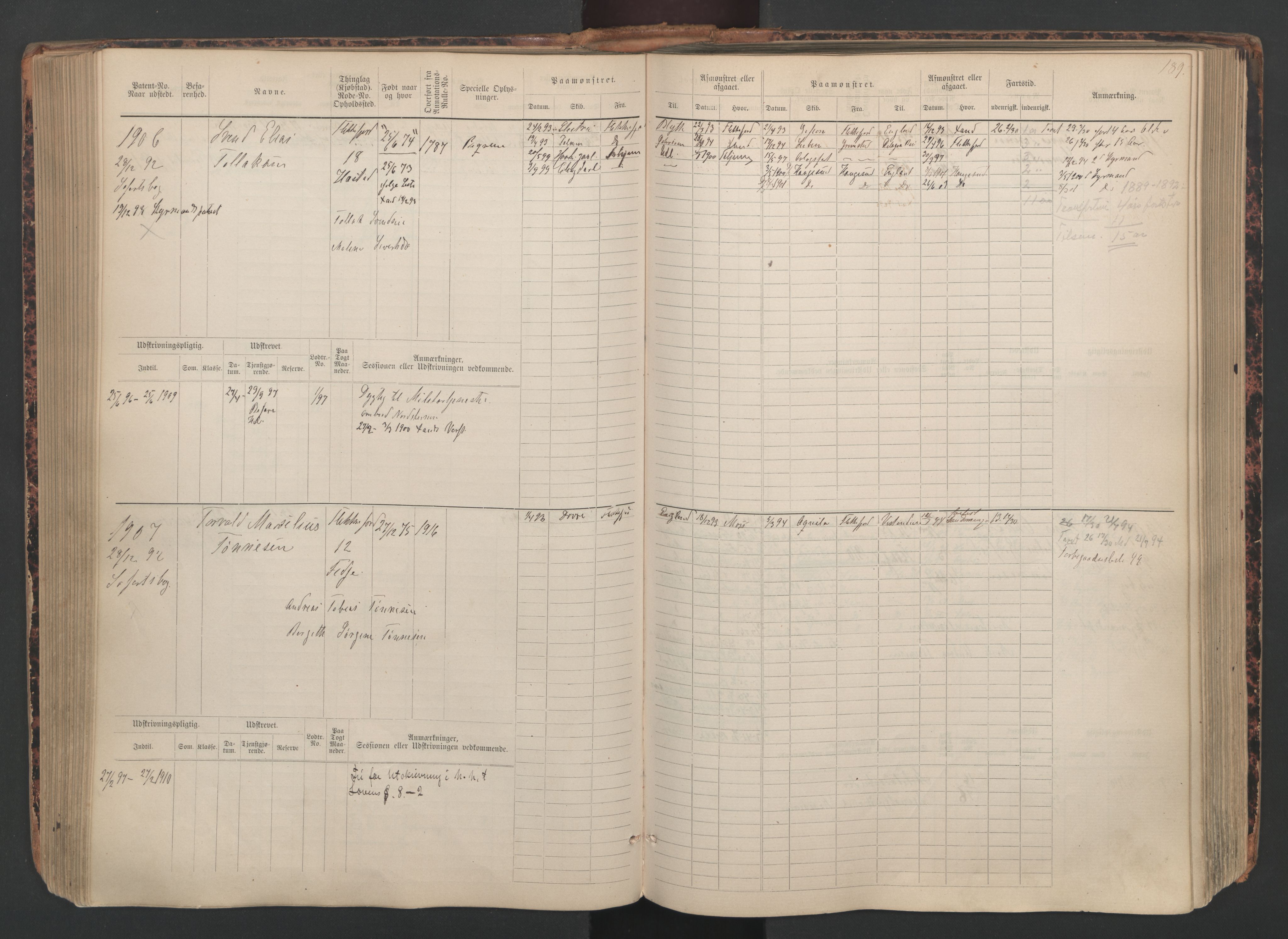 Flekkefjord mønstringskrets, SAK/2031-0018/F/Fb/L0010: Hovedrulle nr 1534-2329, Æ-7, 1884-1948, p. 191