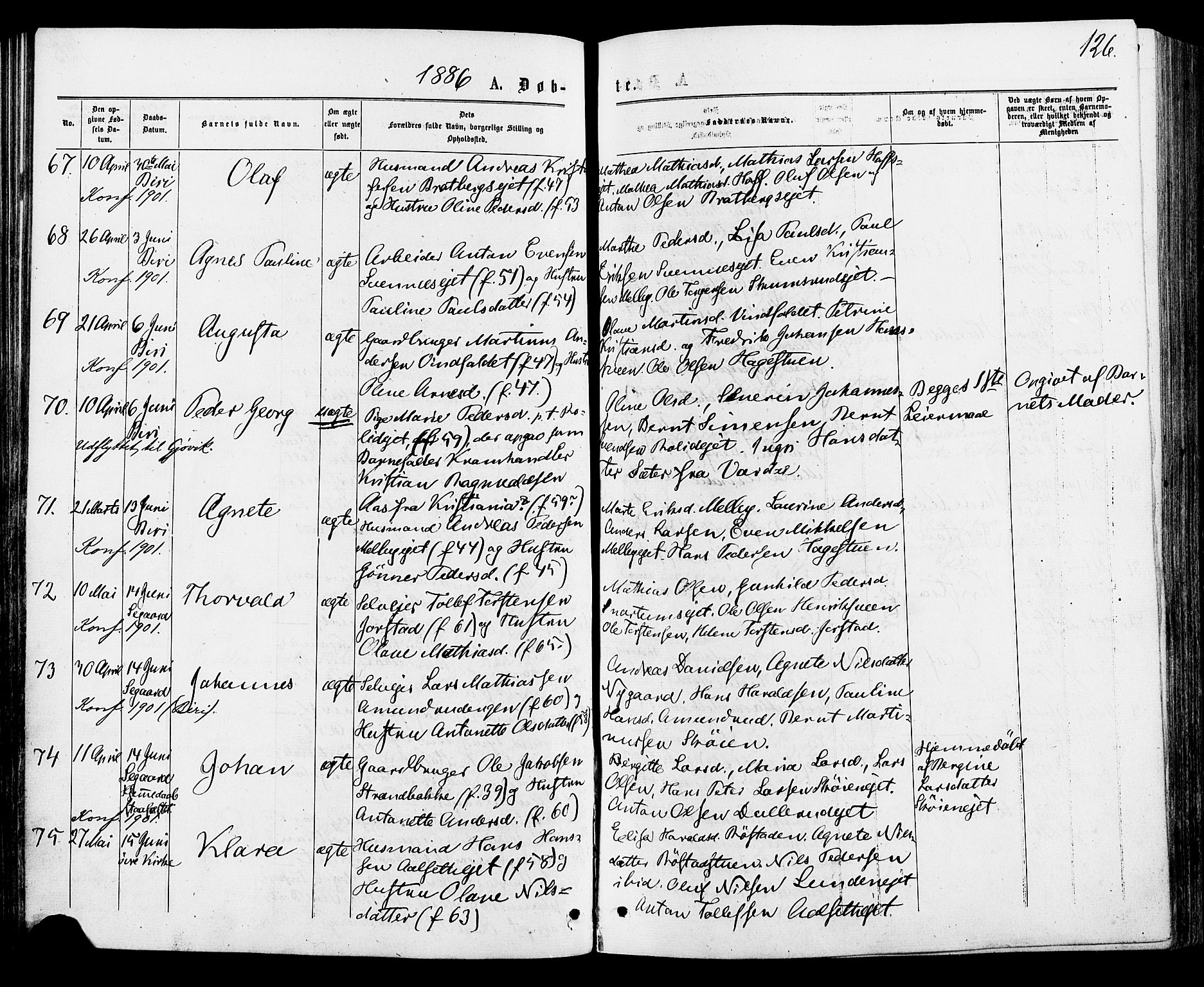 Biri prestekontor, SAH/PREST-096/H/Ha/Haa/L0006: Parish register (official) no. 6, 1877-1886, p. 126