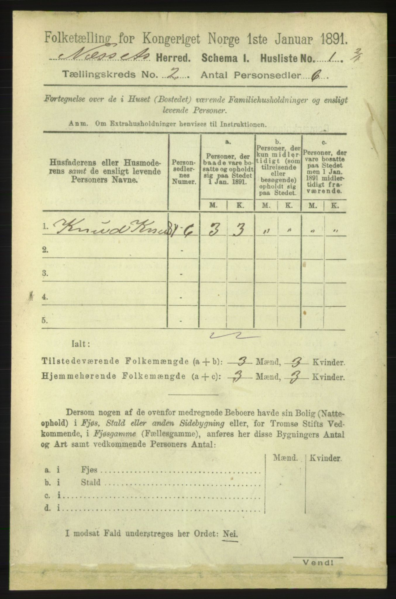 RA, 1891 census for 1543 Nesset, 1891, p. 561