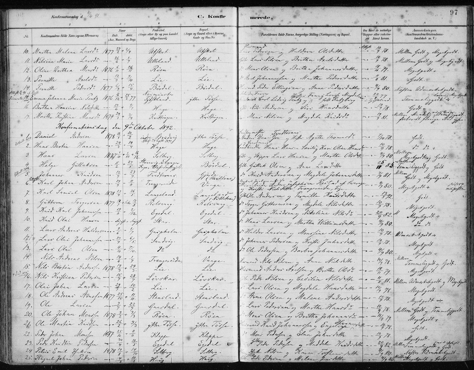 Samnanger Sokneprestembete, SAB/A-77501/H/Haa: Parish register (official) no. A 1, 1885-1901, p. 97