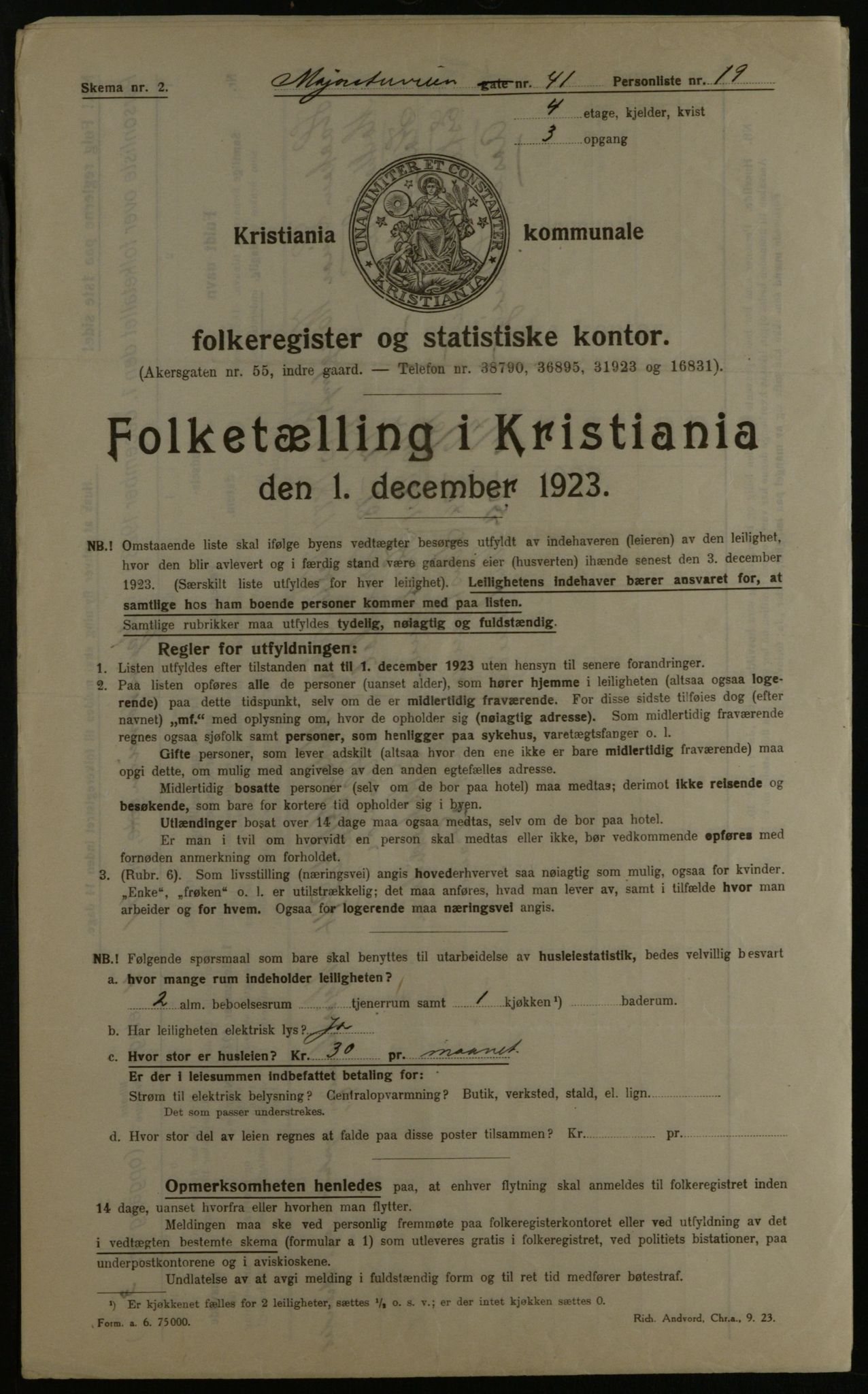 OBA, Municipal Census 1923 for Kristiania, 1923, p. 66748