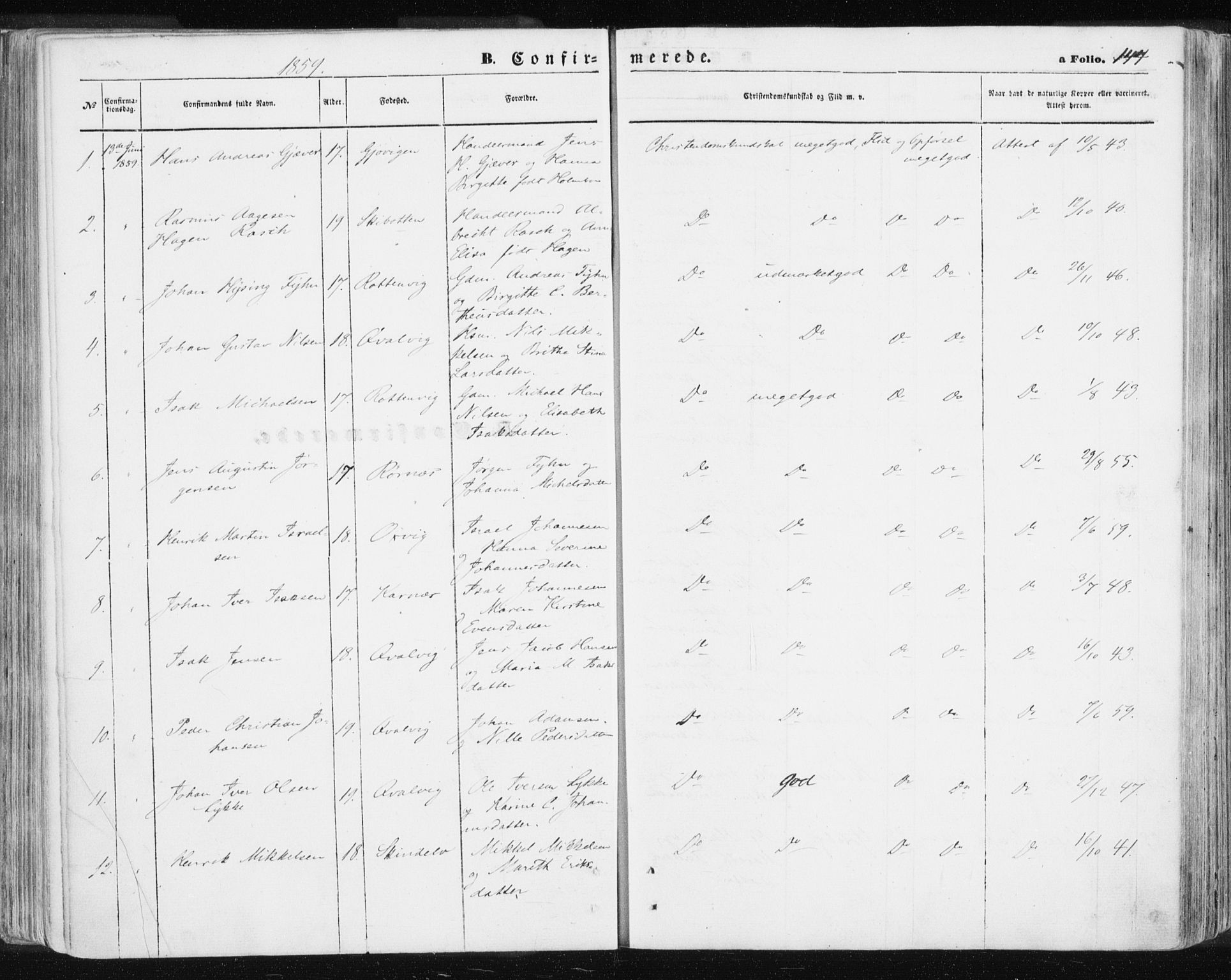 Lyngen sokneprestembete, SATØ/S-1289/H/He/Hea/L0005kirke: Parish register (official) no. 5, 1859-1869, p. 144