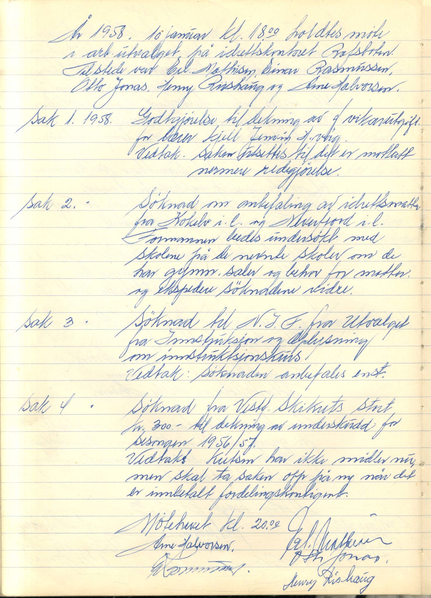 Vest-Finnmark Idrettskrets, FMFB/A-1042/A/Aa/L0002: Møteprotokoll for styre, kretsting og arbeidsutvalg, 1951-1961, p. 206